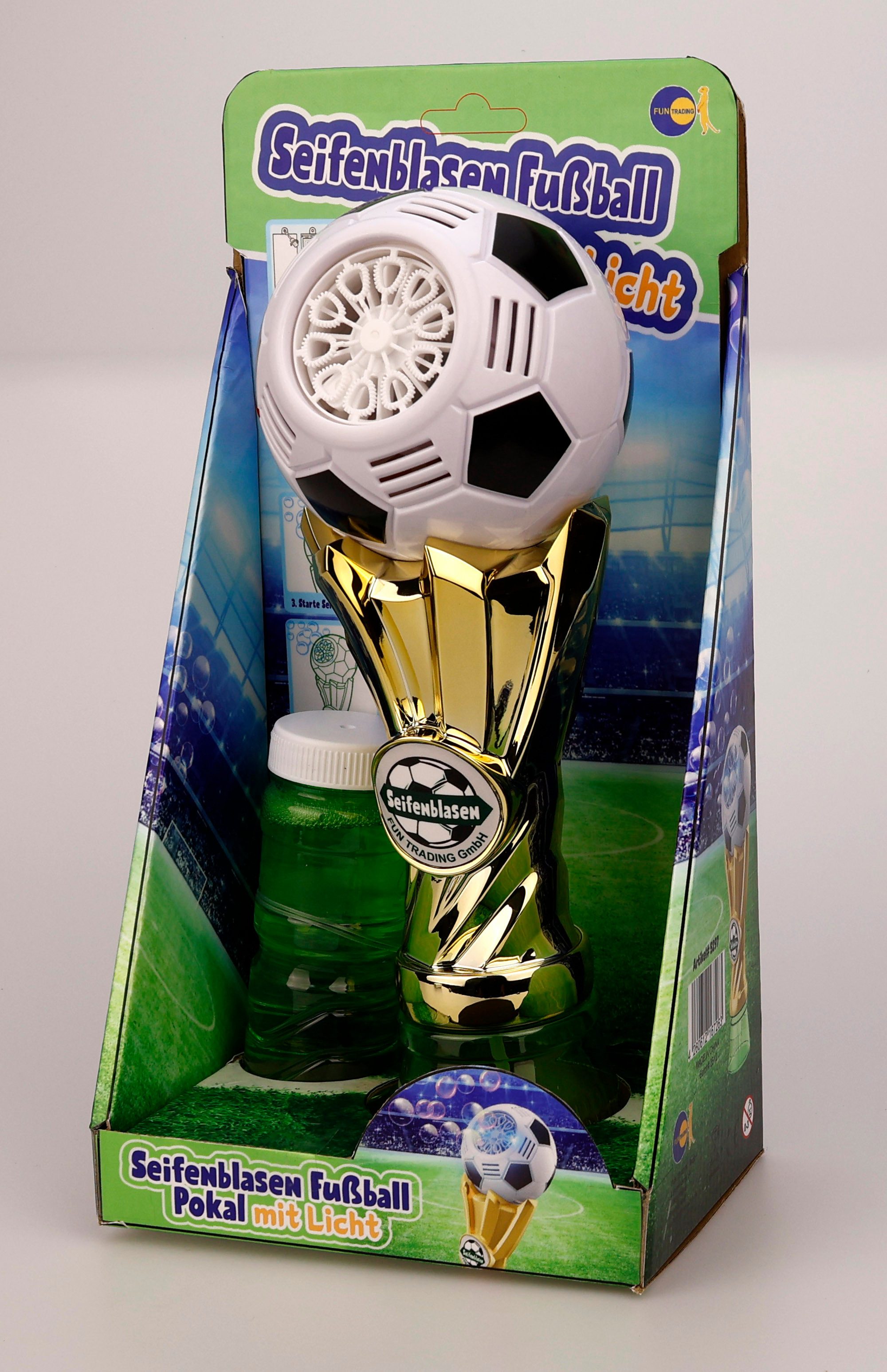 Fun Trading Seifenblasenmaschine Seifenblasen Fussball Pokal mit Licht