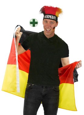 Karneval-Klamotten Kostüm Poncho Cape Umhang Deutschland mit Perücke, Weltmeisterschaft WM EM Fan Artikel Fußball Party