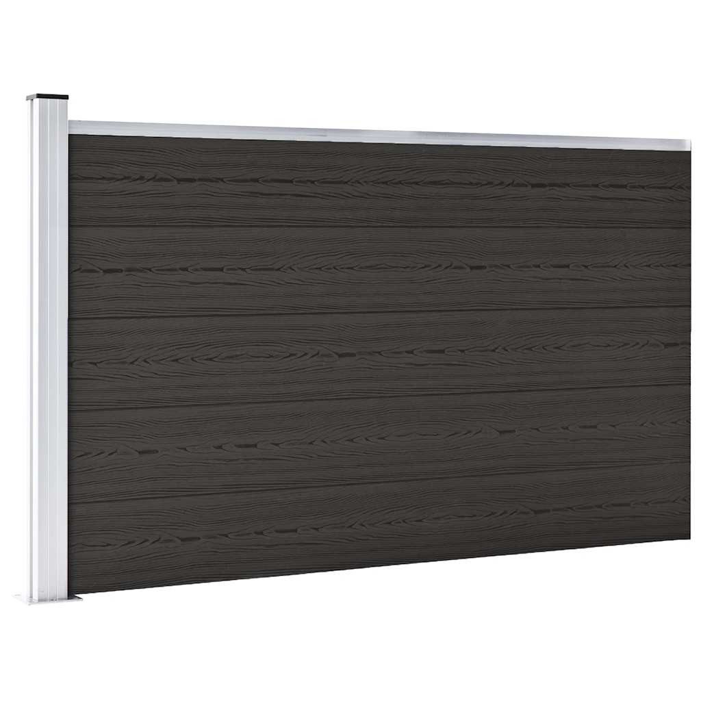 furnicato Zaun Gartenzaun WPC Schwarz 175 x 105 cm mit Aluminium-Oberprofil, (1-St), Witterungsbeständiger Sichtschutzzaun mit stabilen Stahlfüßen