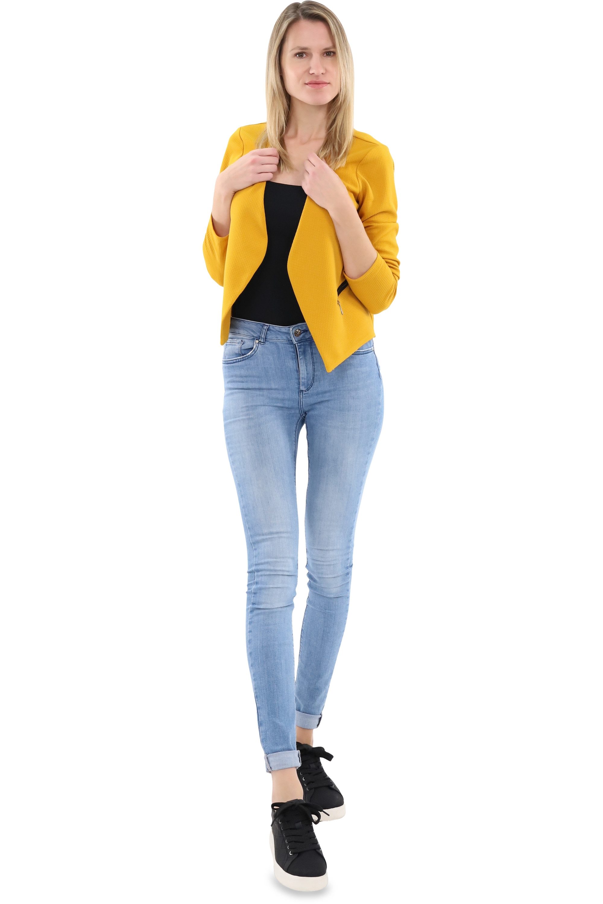 malito more than fashion Jackenblazer malito Damen Blazer ohne Kragen, Sakko im Basic Look, Kurzjacke mit Sweatblazer im Basic-Look