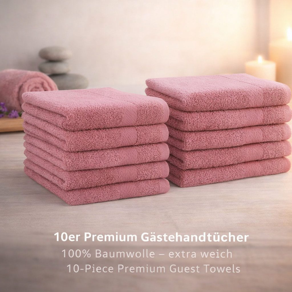 Betz Gästehandtücher 10 tlg. Gästehandtücher-Set PREMIUM 100 % Baumwolle 30x50cm, 100% Baumwolle (10-St)