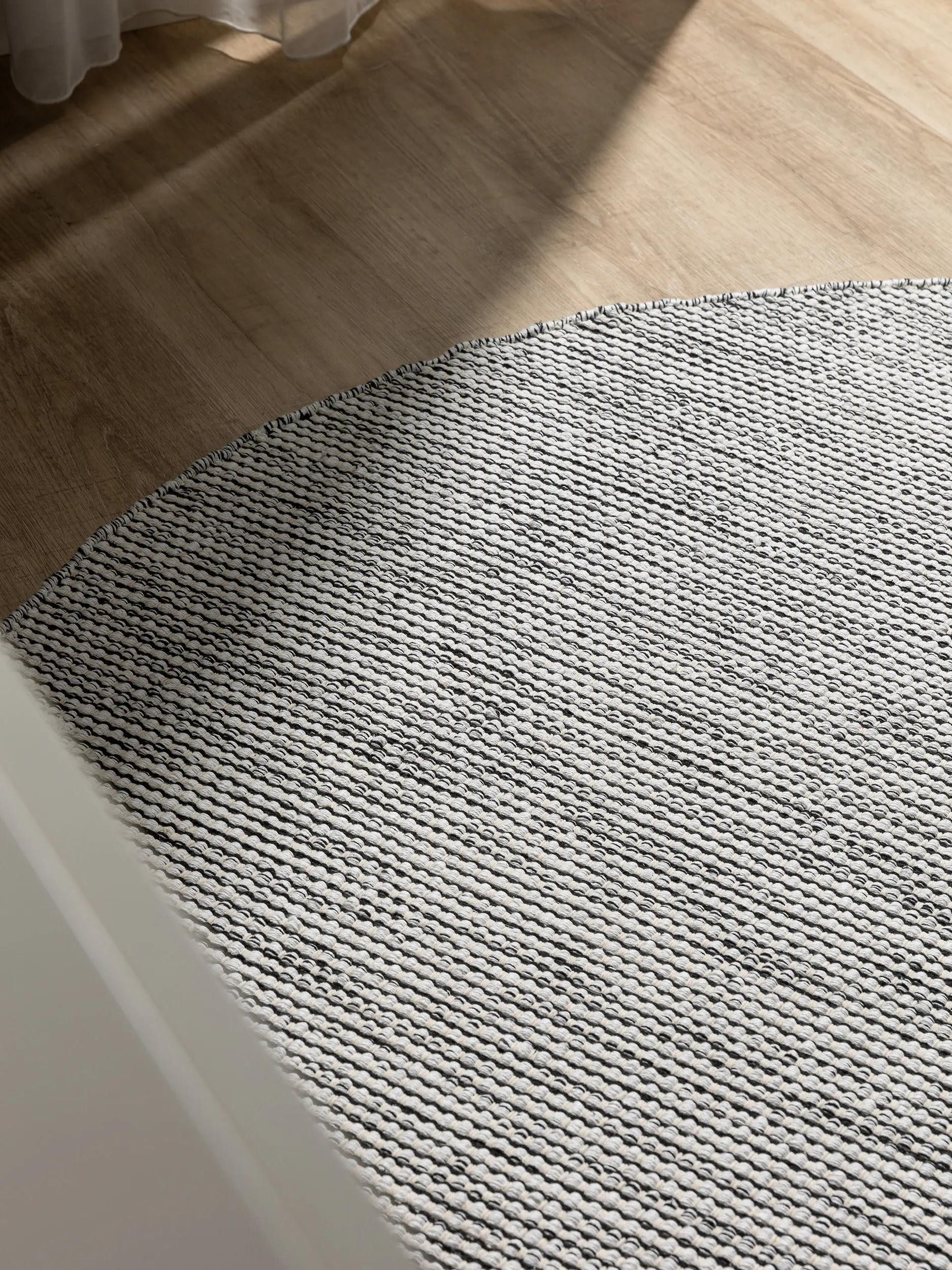 benuta Teppich Ron, rund, Höhe: 5 mm, 100% Baumwollteppich, Minimalistisch, Pflegeleicht, Wohnzimmerteppich