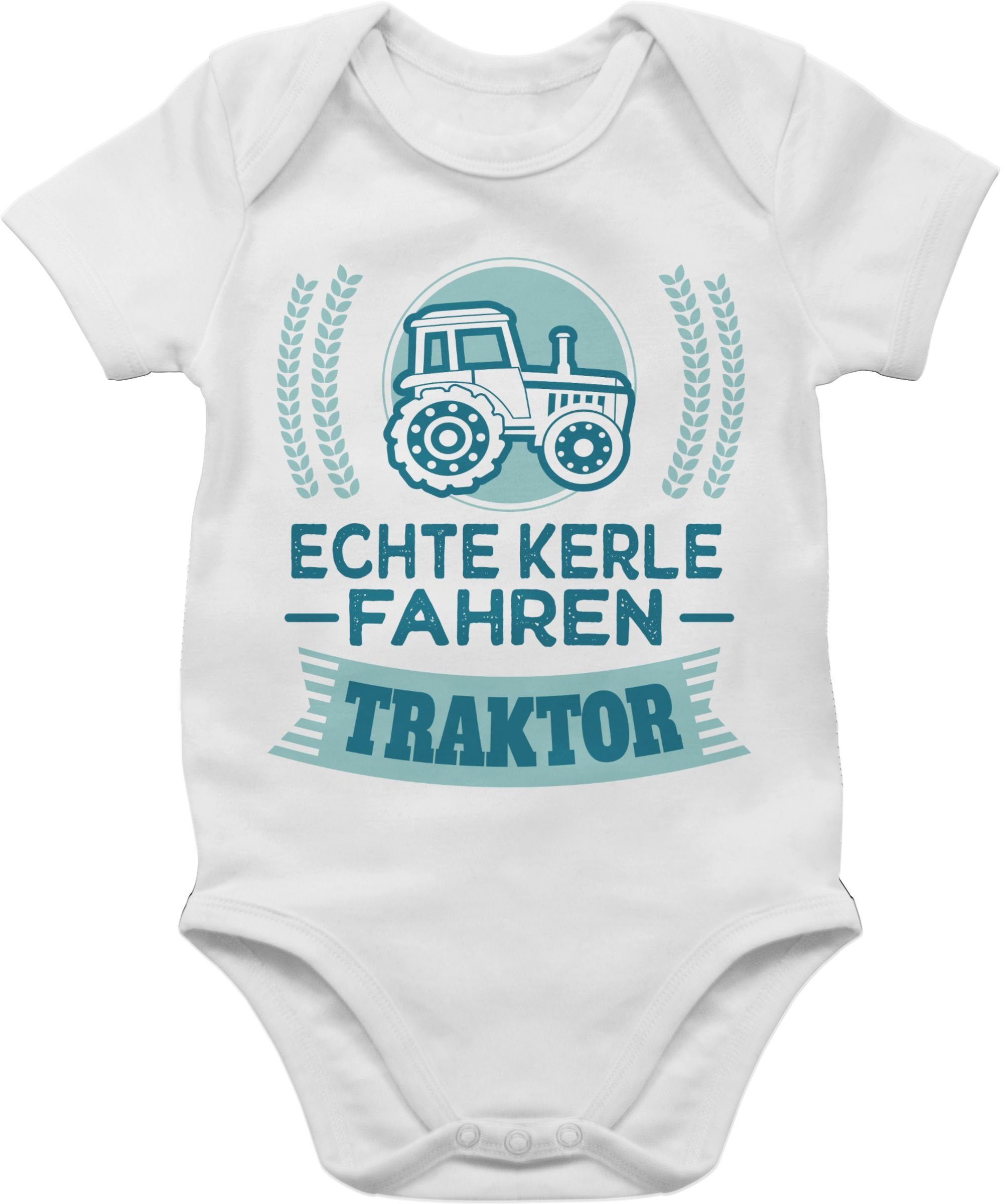 Shirtracer Shirtbody Echte Kerle fahren Traktor - Geschenk für Landwirte Bauern Traktor 2 Weiß | Shirtbodies
