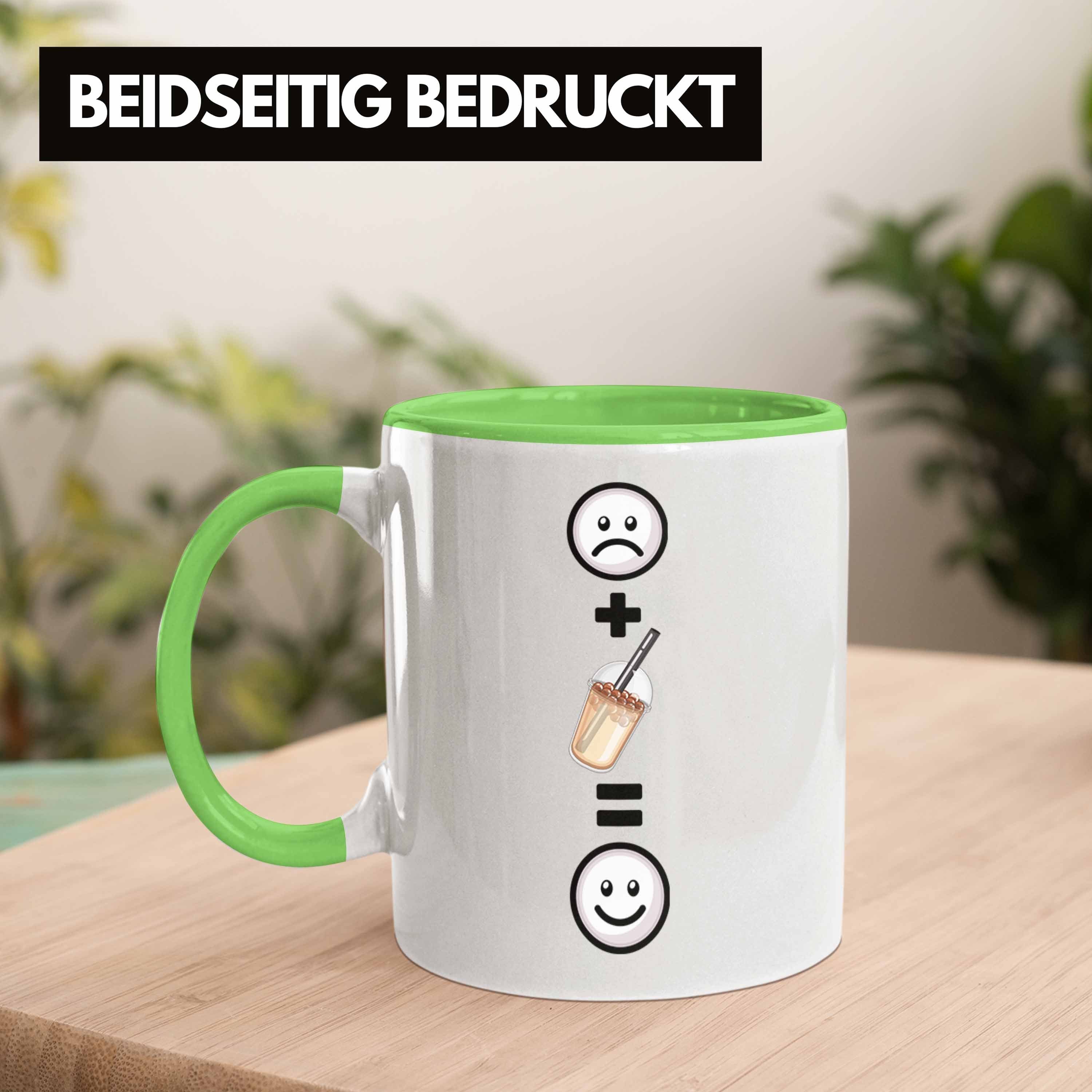 Trendation Tasse Bubble :( für Grün Geschenk Bubbletea Fans Tea Tasse Geschenkidee Lustige