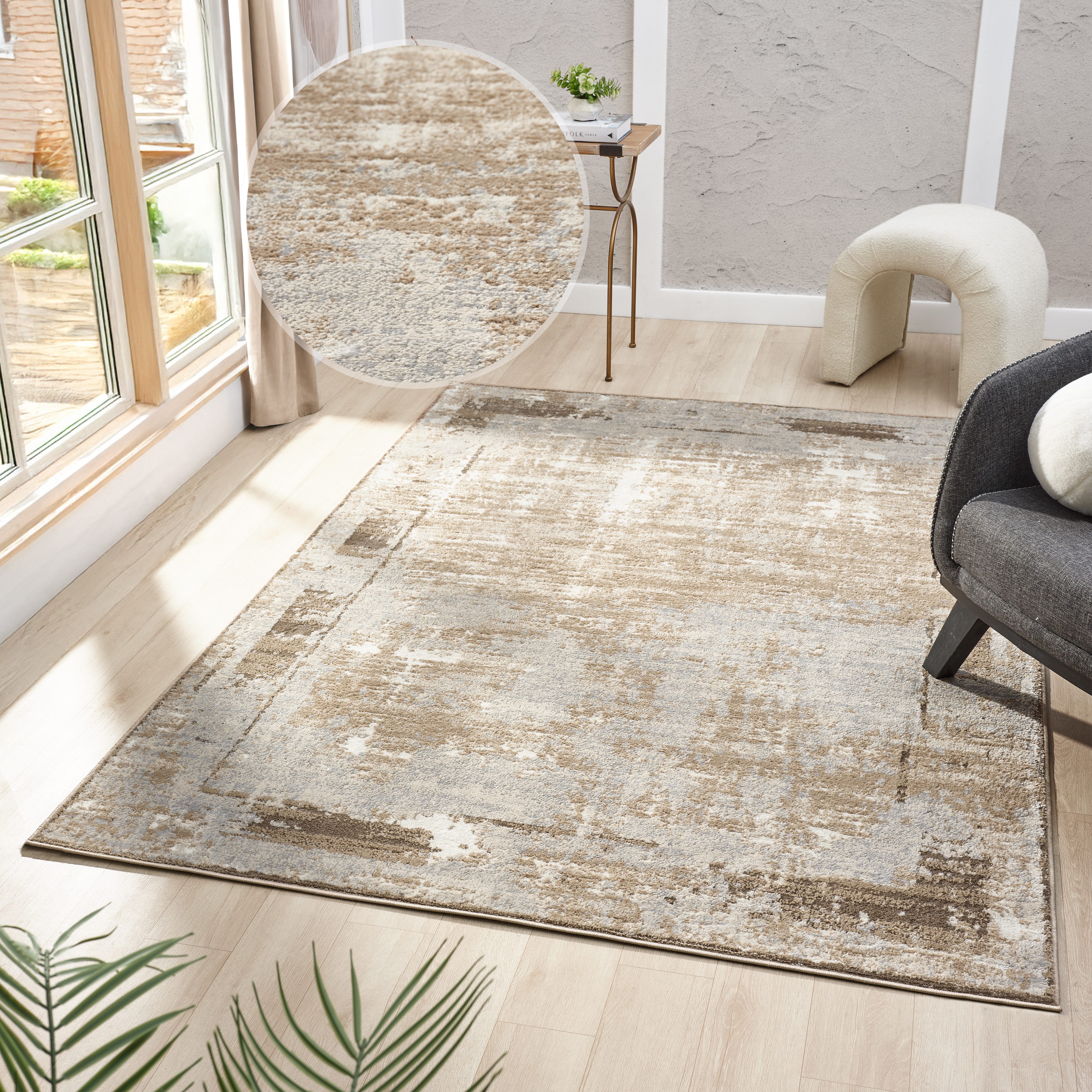 my home Teppich Hamsa, rechteckig, Höhe: 9 mm, dezenter Glanz, Schrumpf-Garn-Effekt, im Vintage-Look, dichte Qualität