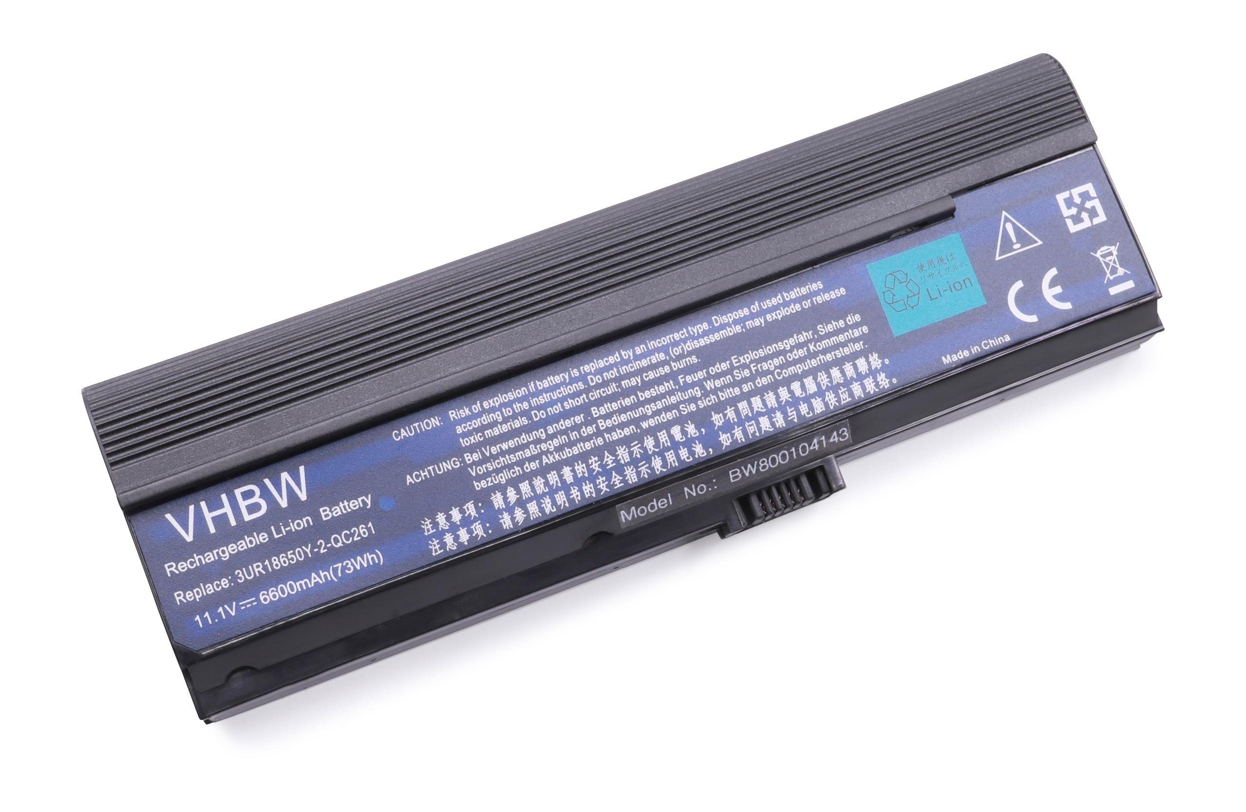 vhbw 11,1V, / Li-Ion) 6600 mAh Aspire Laptop-Akku Netbook 558x Notebook 5585WXMi, für (6600mAh, passend Acer