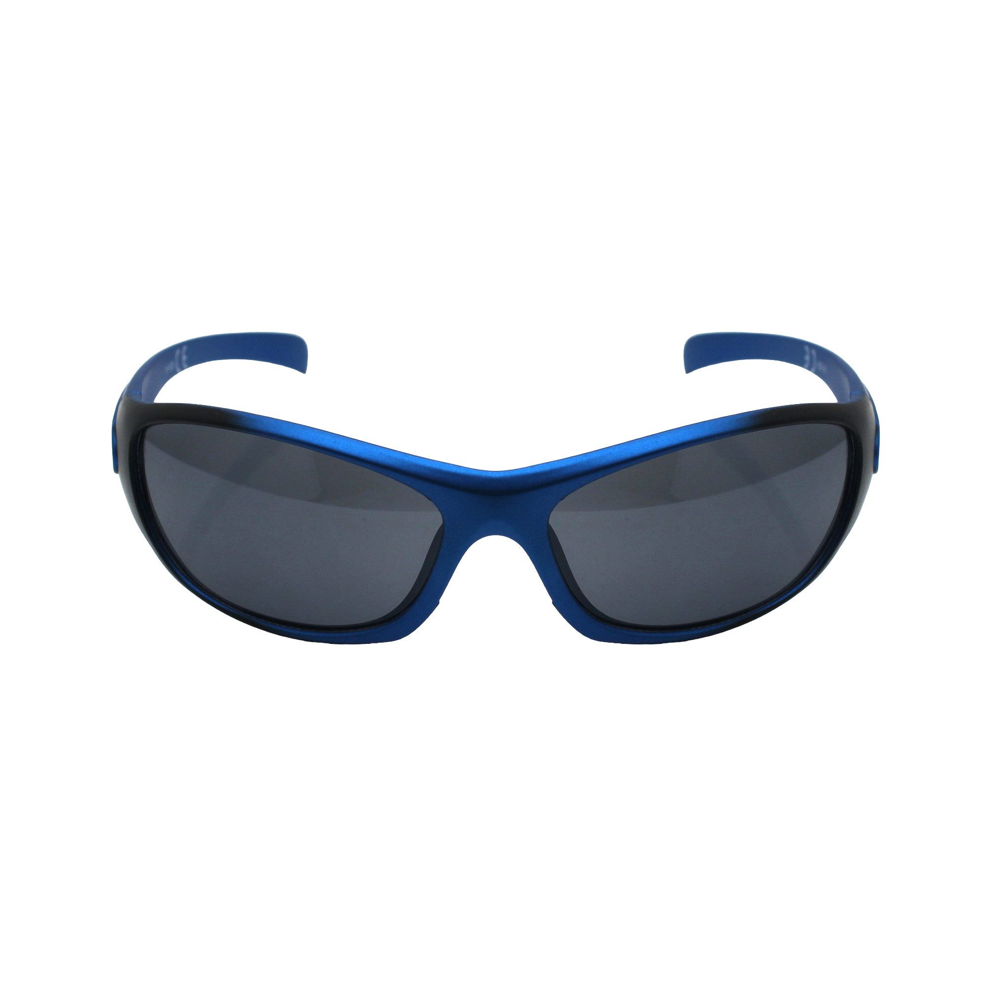 Vaccari-design Sonnenbrille (Kinder Sportbrille für 6 bis 12 Jahre) leichtes Gestell in Blau Metallic mit Brillenbeutel