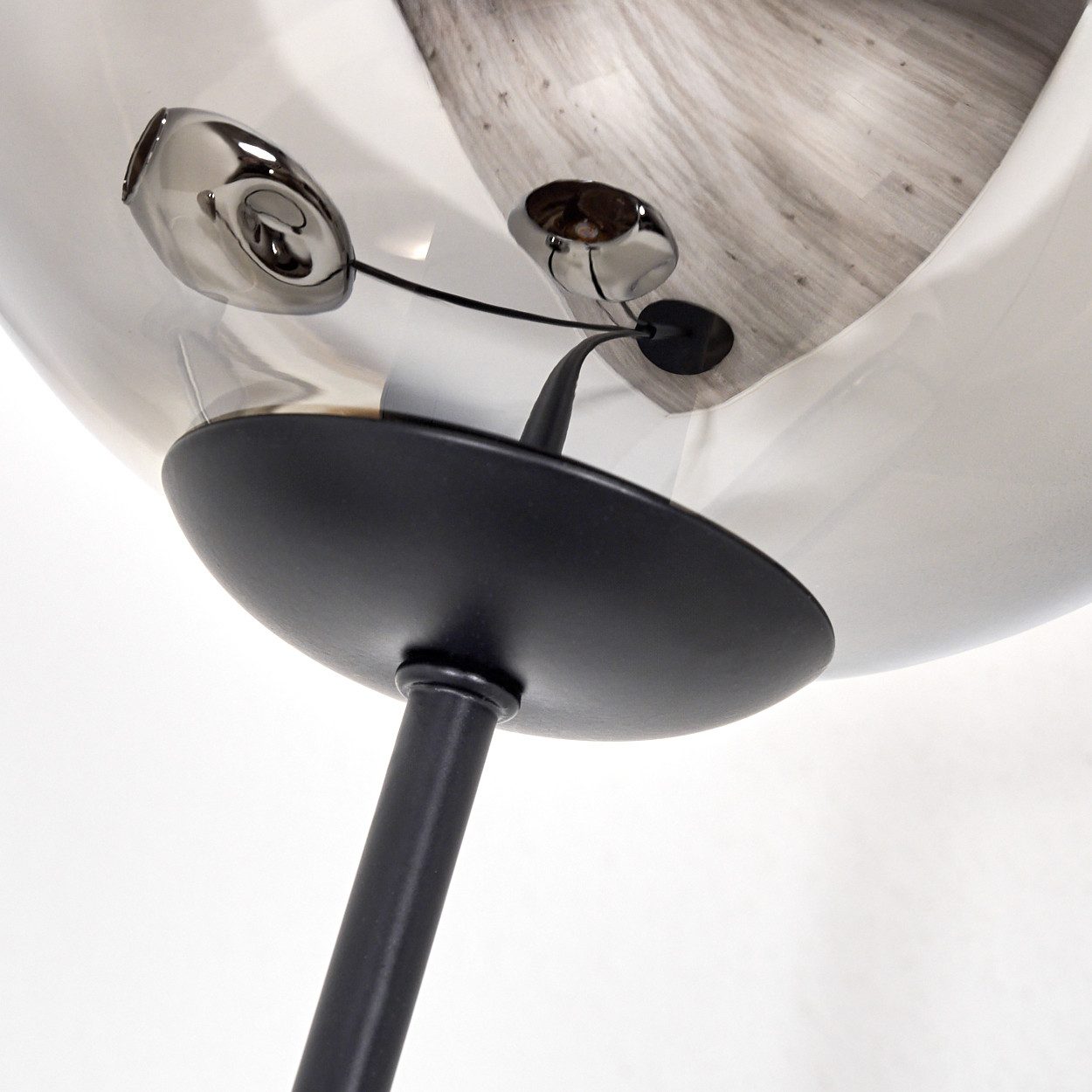 hofstein Stehlampe Stehlampe aus Metall/Glas in Schwarz/Chrom/Rauch, moderne Leuchte im Retro/Vintage-Design (15 cm), Fußschalter, E14