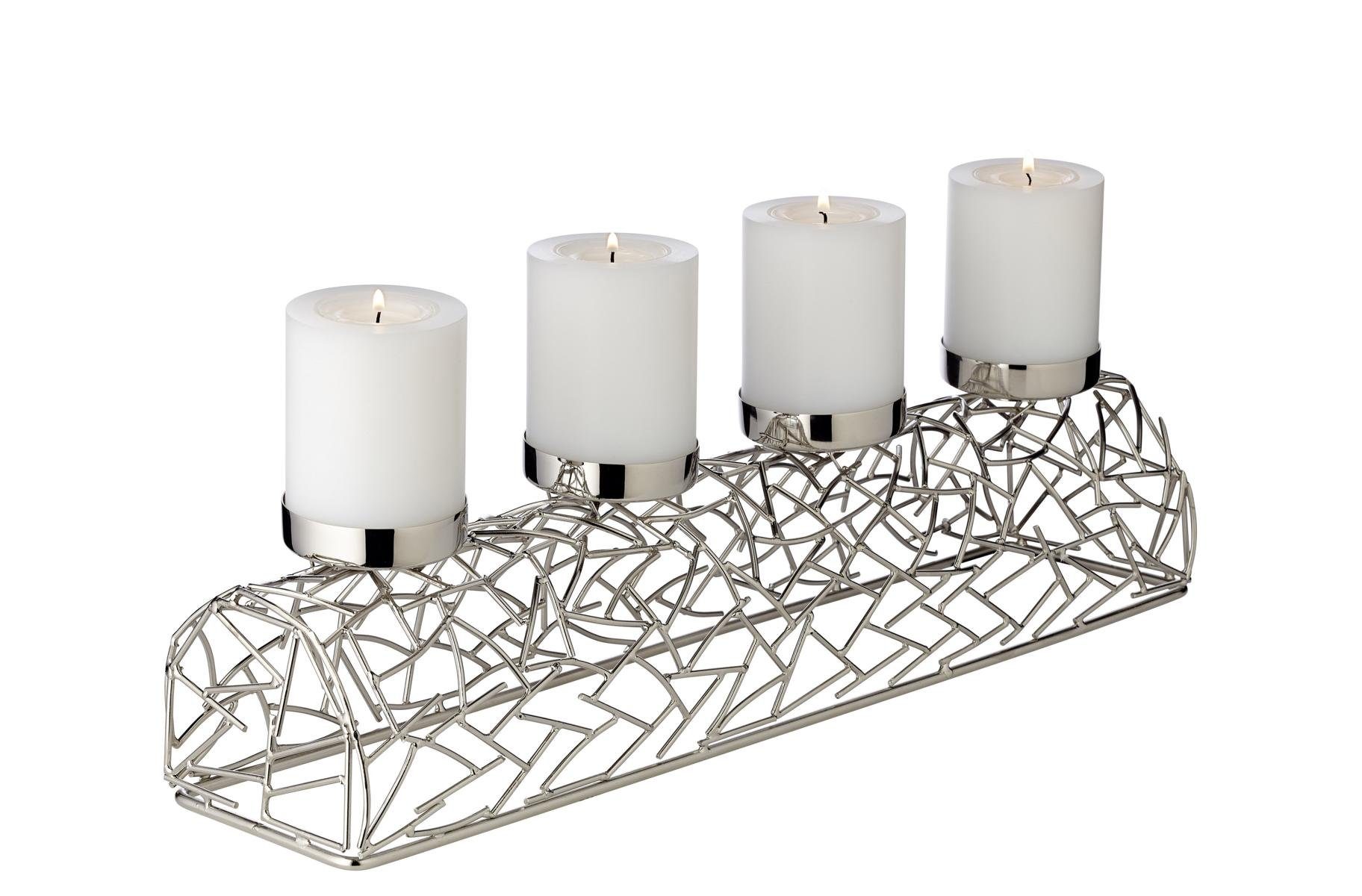 EDZARD Adventskranz Milano, Silber-Optik, vernickelt, H 11 cm, Ø 44 cm