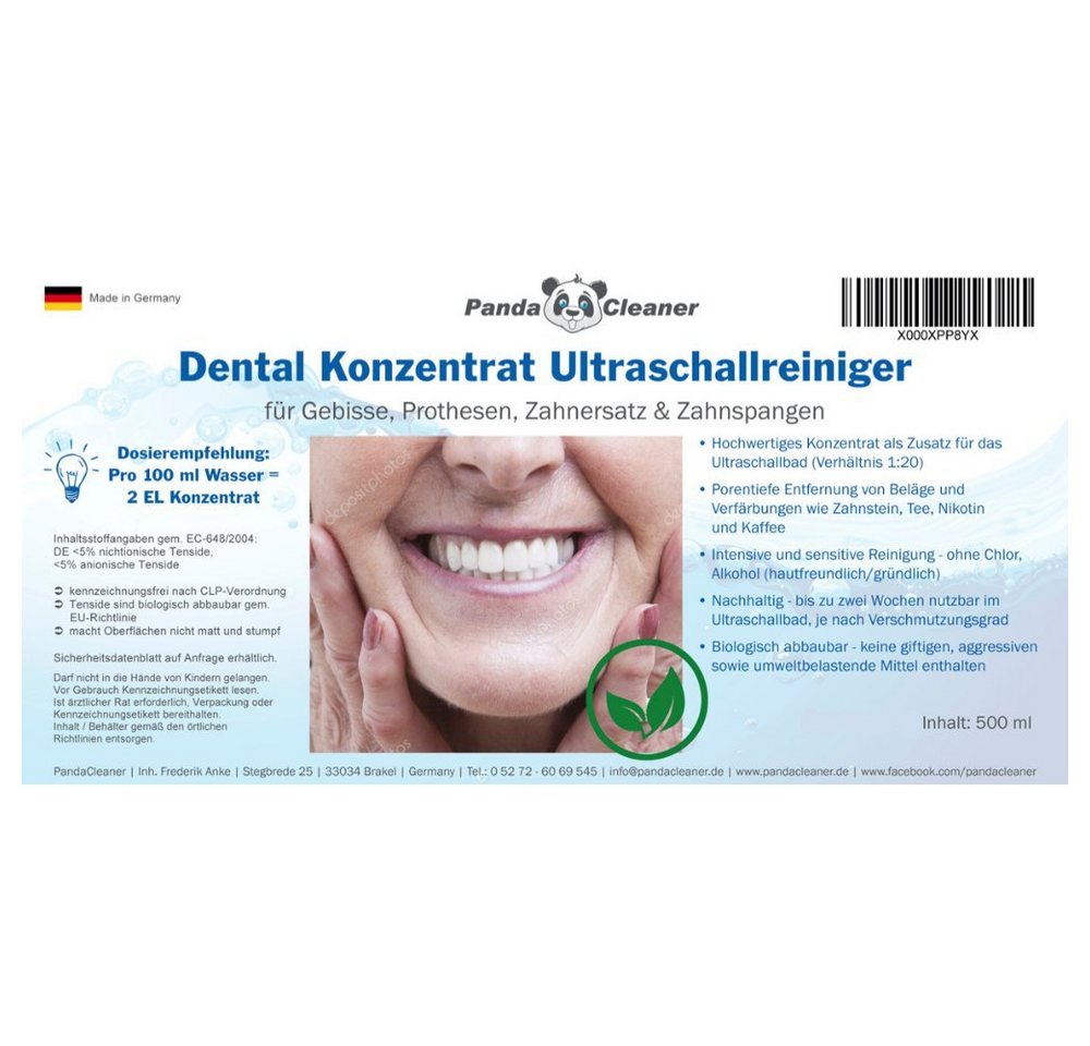 Thumbnail - PandaCleaner Dental Konzentrat Ultraschallreiniger - Für Gebisse & Prothesen Reinigungskonzentrat (1-St. 500ml Reinigung...
