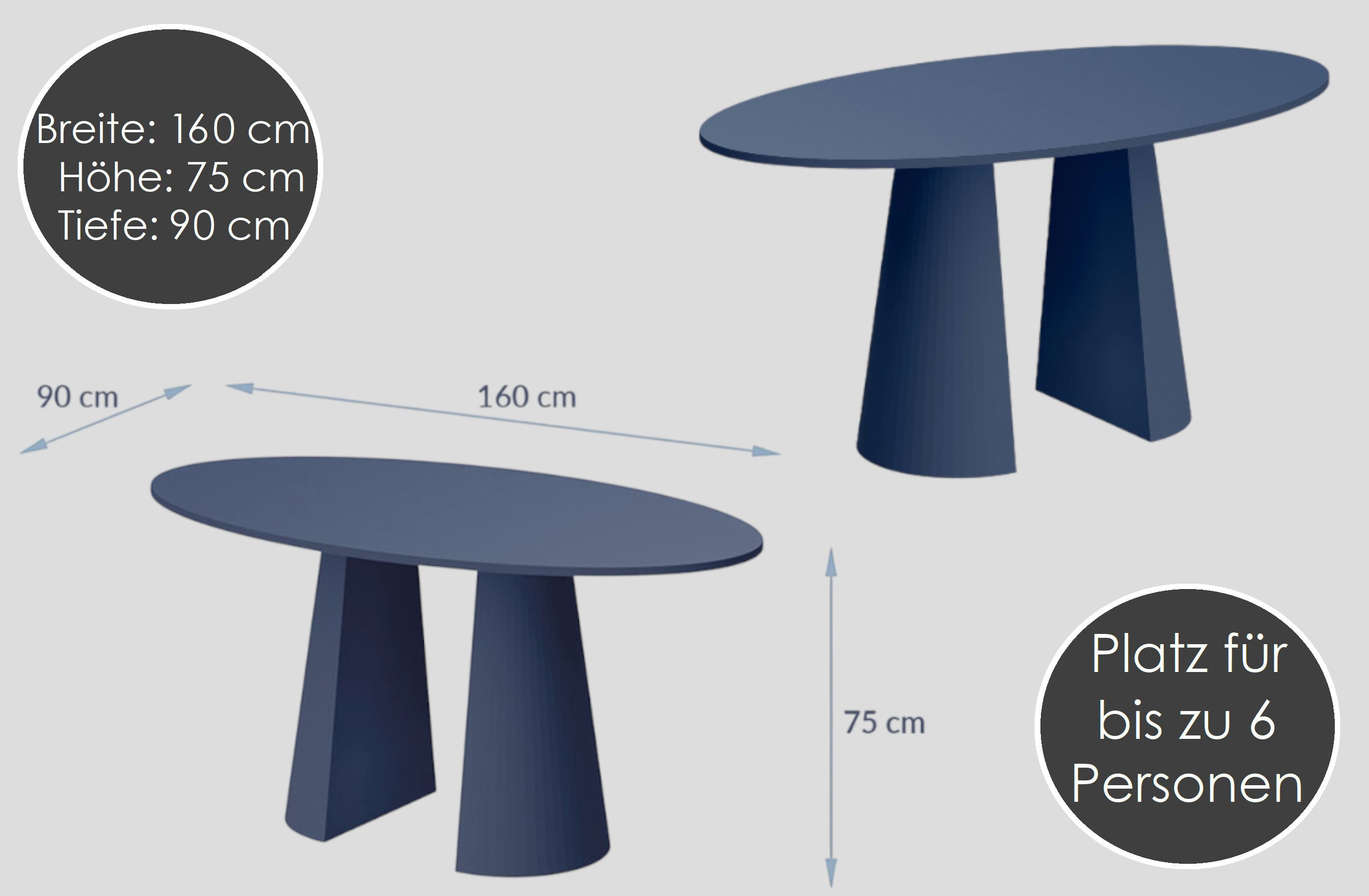 designimpex Esstisch Design Esstisch Tisch Lunario Esszimmer 160x90 cm, Esstisch, Esszimmertisch, Tisch, Couchtisch, Wohnzimmertisch, table