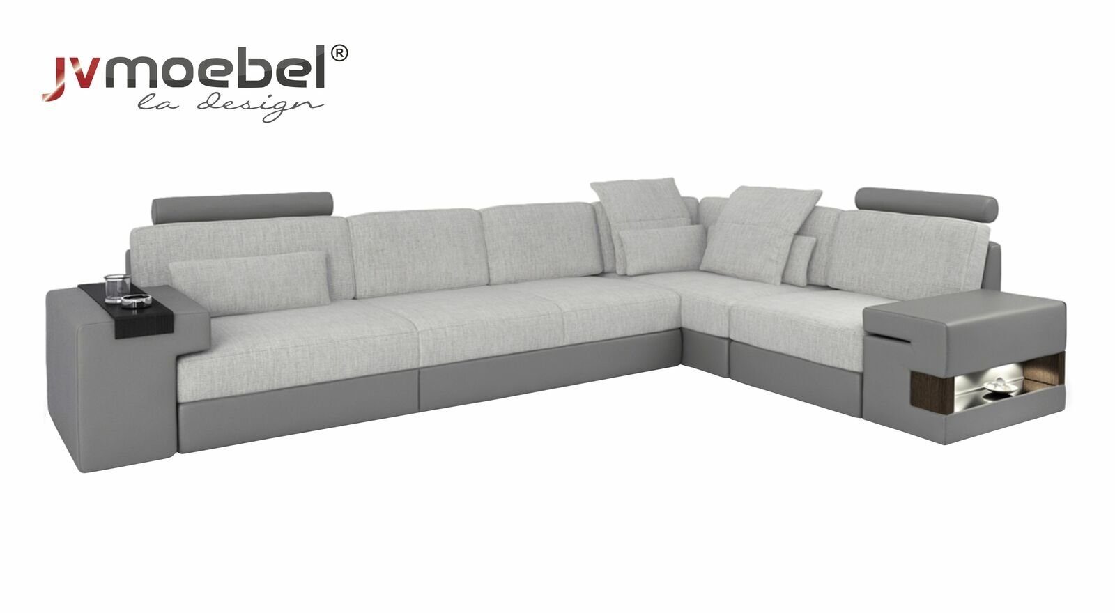 JVmoebel Ecksofa, Design moderne Sofa L-Form Sofas Grau NEU Couch Ecke Leder