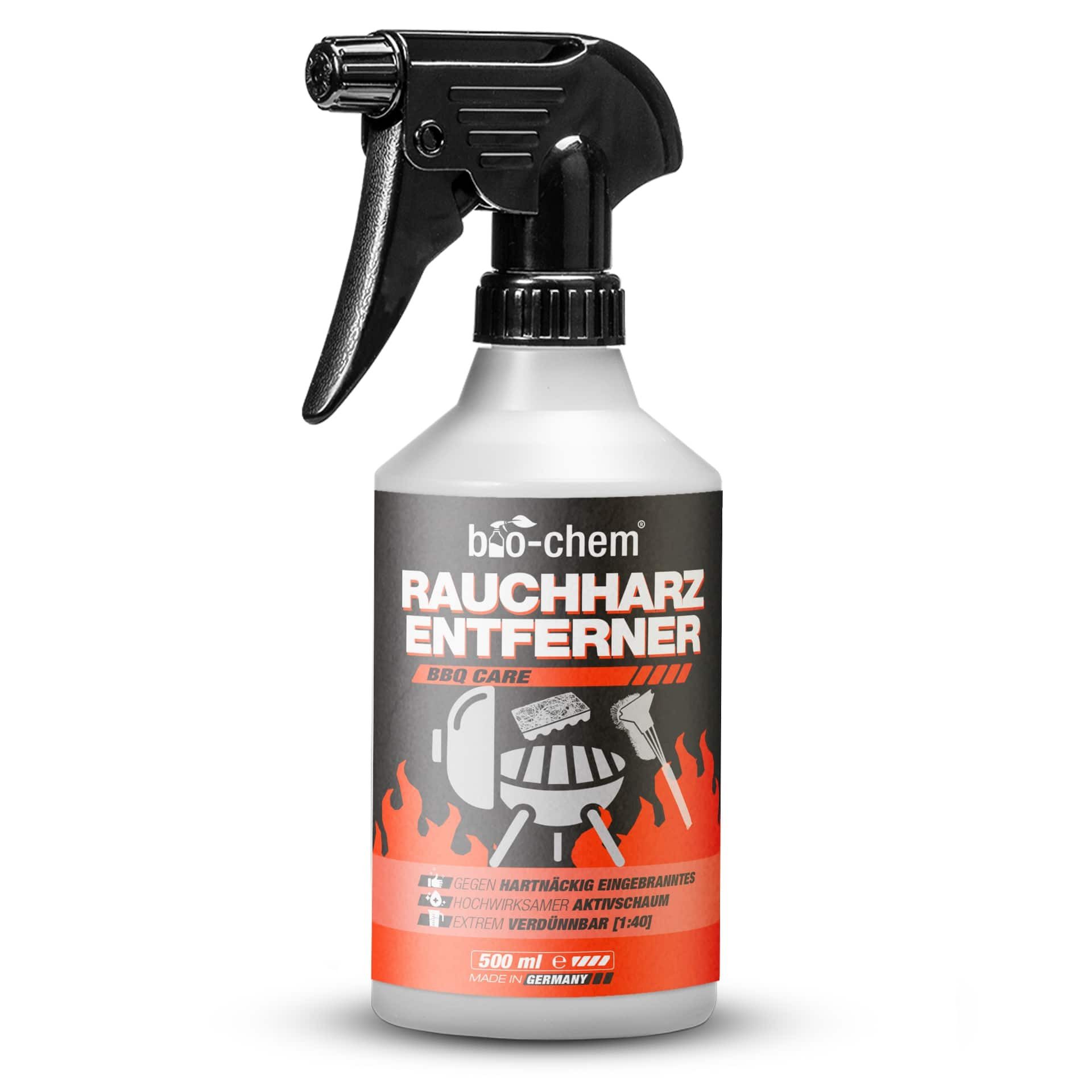bio-chem Очиститель гриля Rauchharzentferner extra stark gegen Eingebranntes 500ML Очиститель гриля (Einzelprodukt, [- Rauchharz-Entferner 0.5 l Handsprayflasche Extreme Fettlösekraft für hartnäckigste Ablagerungen)