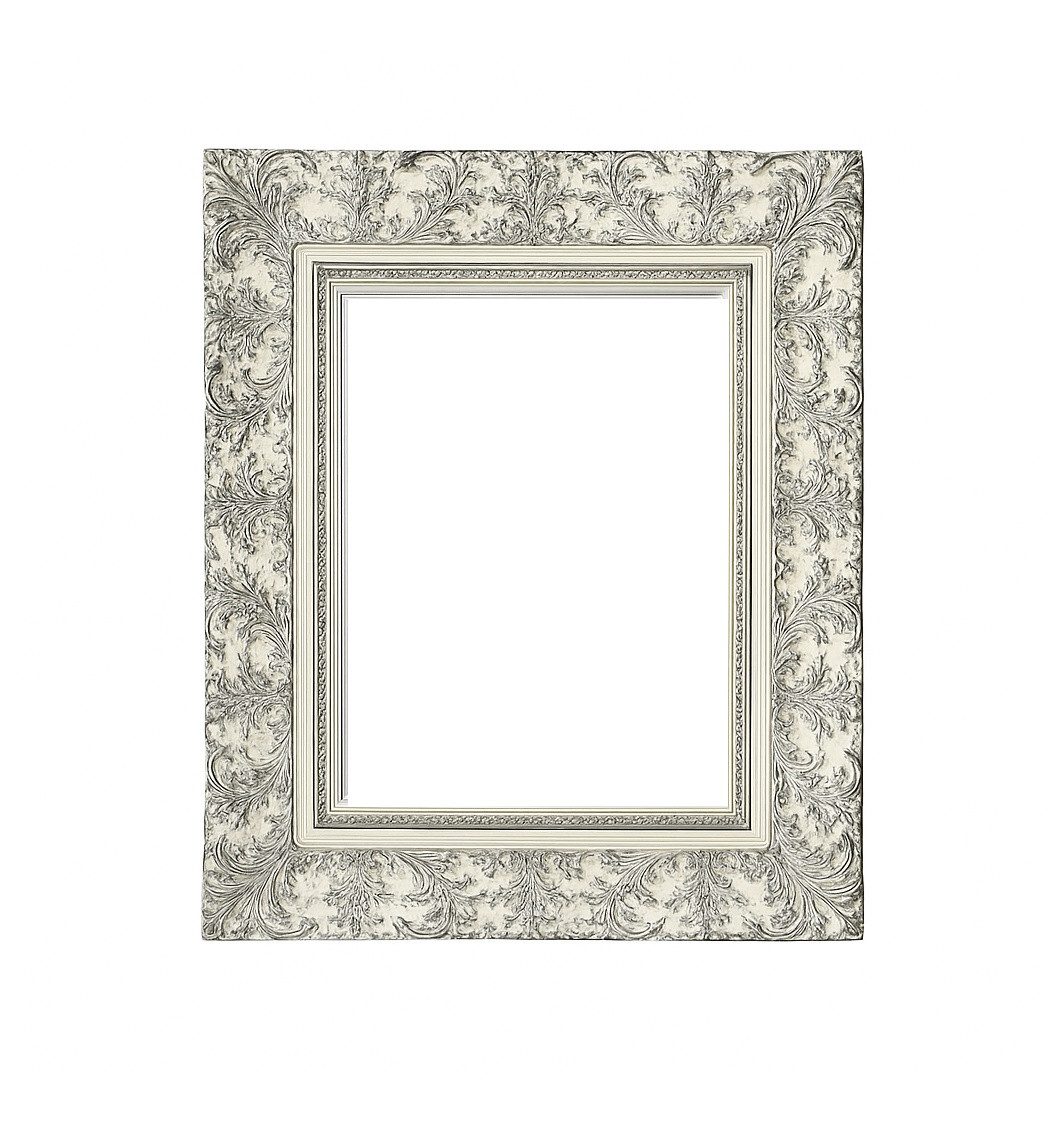 ASR Rahmendesign Barockspiegel Reykjavik, 84×104 cm, Elfenbein/Blattsilber, rechteckig, handgefertigt, Für stilvolle Akzente in Wohn-, Schlaf- oder Eingangsbereich