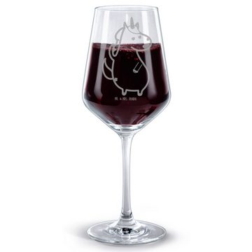 Mr. & Mrs. Panda Rotweinglas Einhorn Mann - Transparent - Geschenk, Rotwein Glas, cool, Einhörner, Premium Glas, Luxuriöse Gravur
