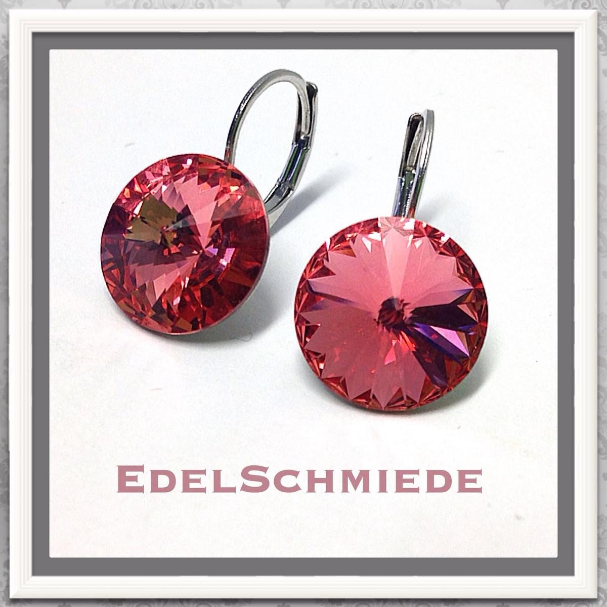 Paar Ohrhänger Edelschmiede925 Ohrhänger (Stift = Titan) Swarovski Kristall 12 mm