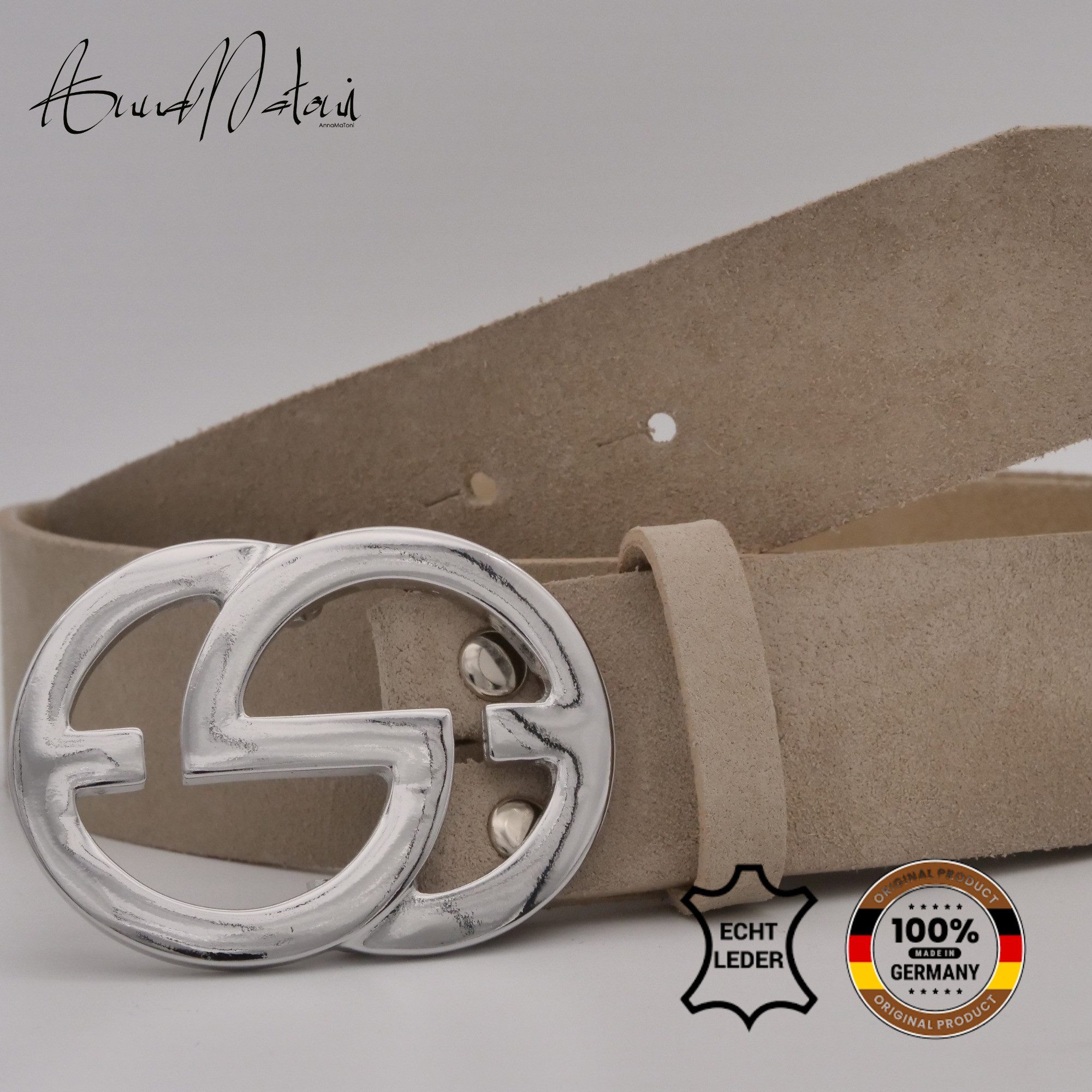 AnnaMatoni Ledergürtel AnnaMatoni Damen Ledergürtel in hochwertigem Velour Leder 4cm
