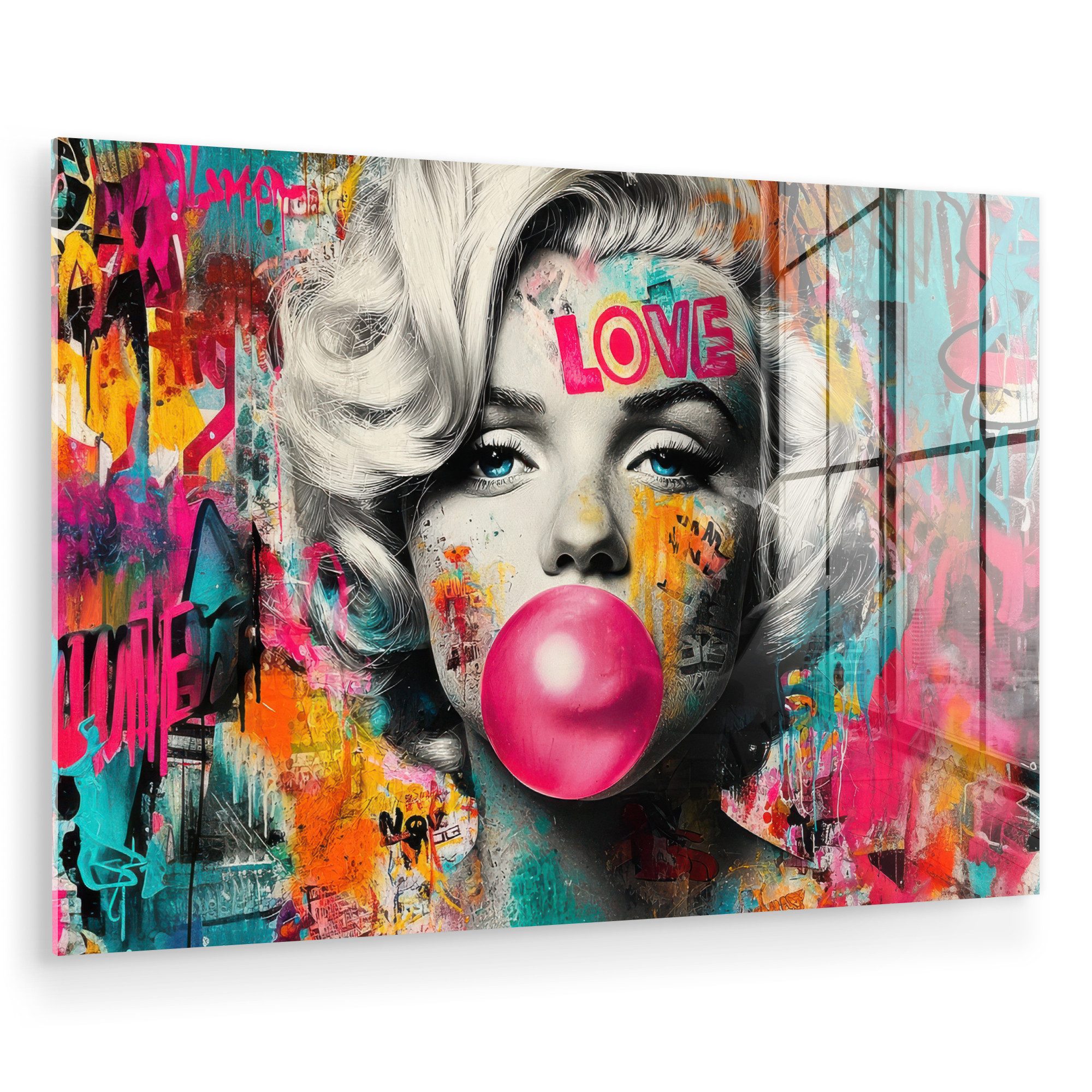 MuchoWow Acrylglasbild Frau - Kaugummi - günstig online kaufen