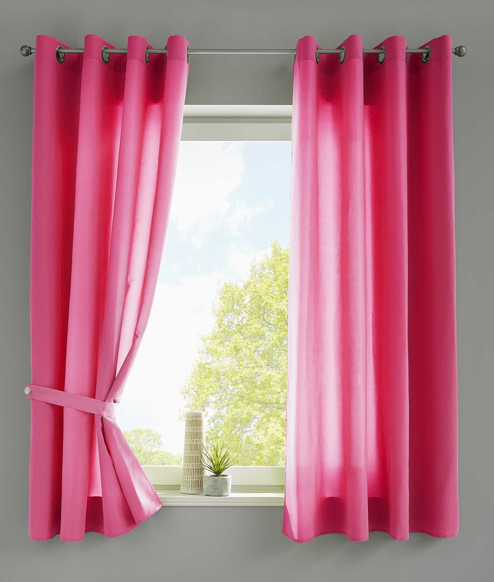 Vorhang, Gardinenbox, Ösen (2 St), blickdicht, Vorhänge »Berlin« Blickdicht Microsatin Lichtdurchlässig 20405N2 Pink
