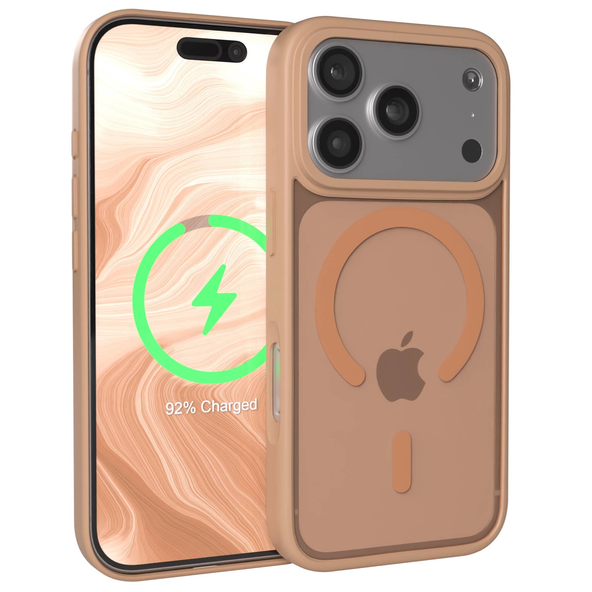 EAZY CASE Handyhülle Outdoor Case MagSafe für Apple iPhone 17 Pro 6,3 Zoll, MagSafe Outdoor Case aus Silikon Handyhülle kratzfest Braun