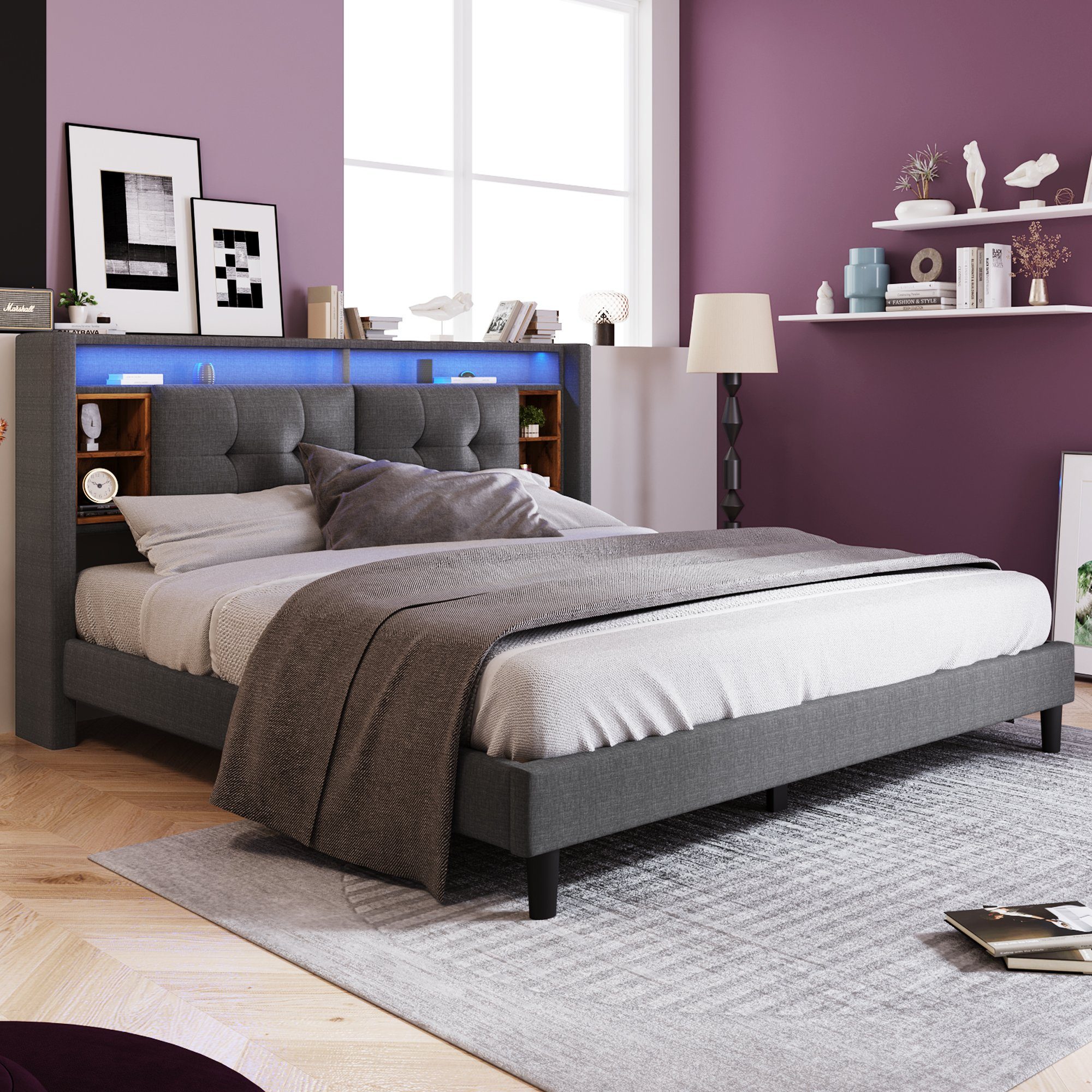 BlingBin Polsterbett Bett (mit LED-Beleuchtung, 160x200 günstig online kaufen