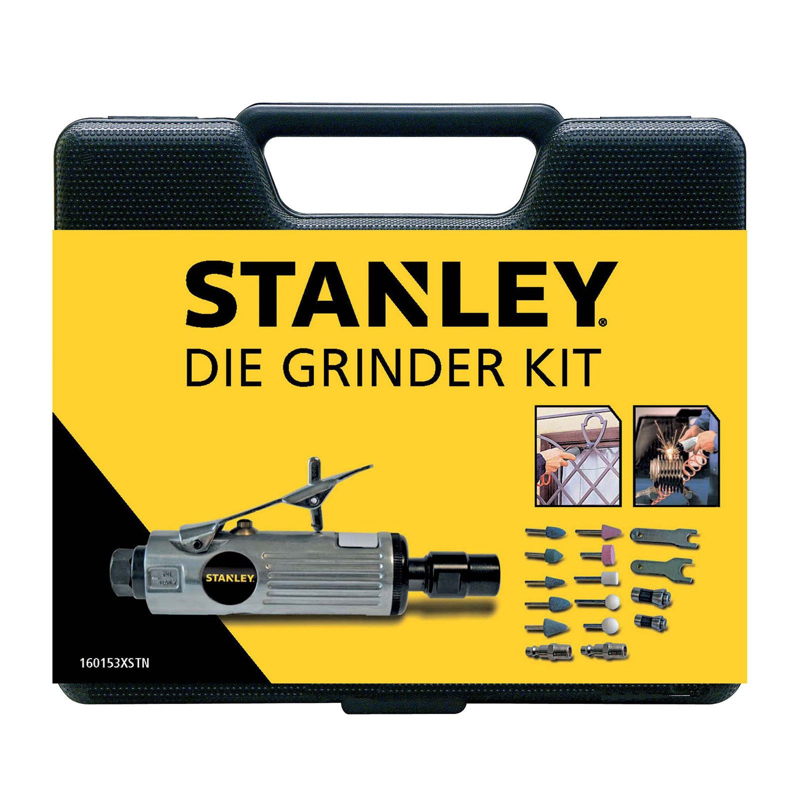 STANLEY Druckluftgeräte-Set Stanley Druckluft Stabschleifer-Set im Koffer