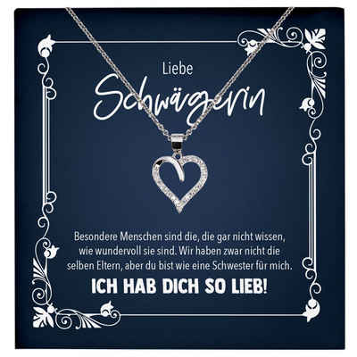 22Feels Schmuckset Schwägerin Geschenk Frauen Hochzeit Schmuck Herz Halskette Geburtstag, Echt-Silber 925/000, Karte Made In Germany