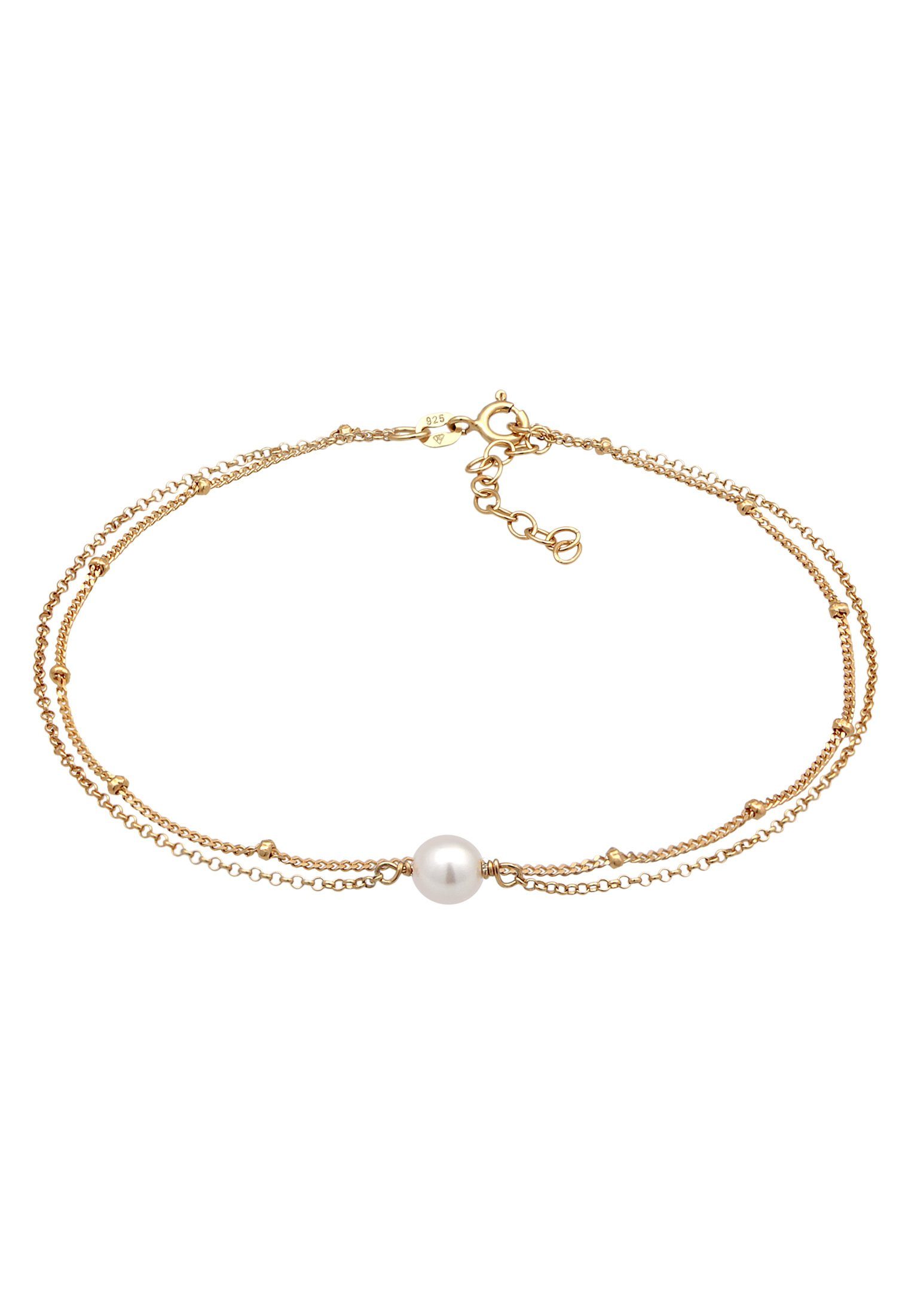 Elli Fußkette Muschelkernperle Kugelkette Layer 925 Silber