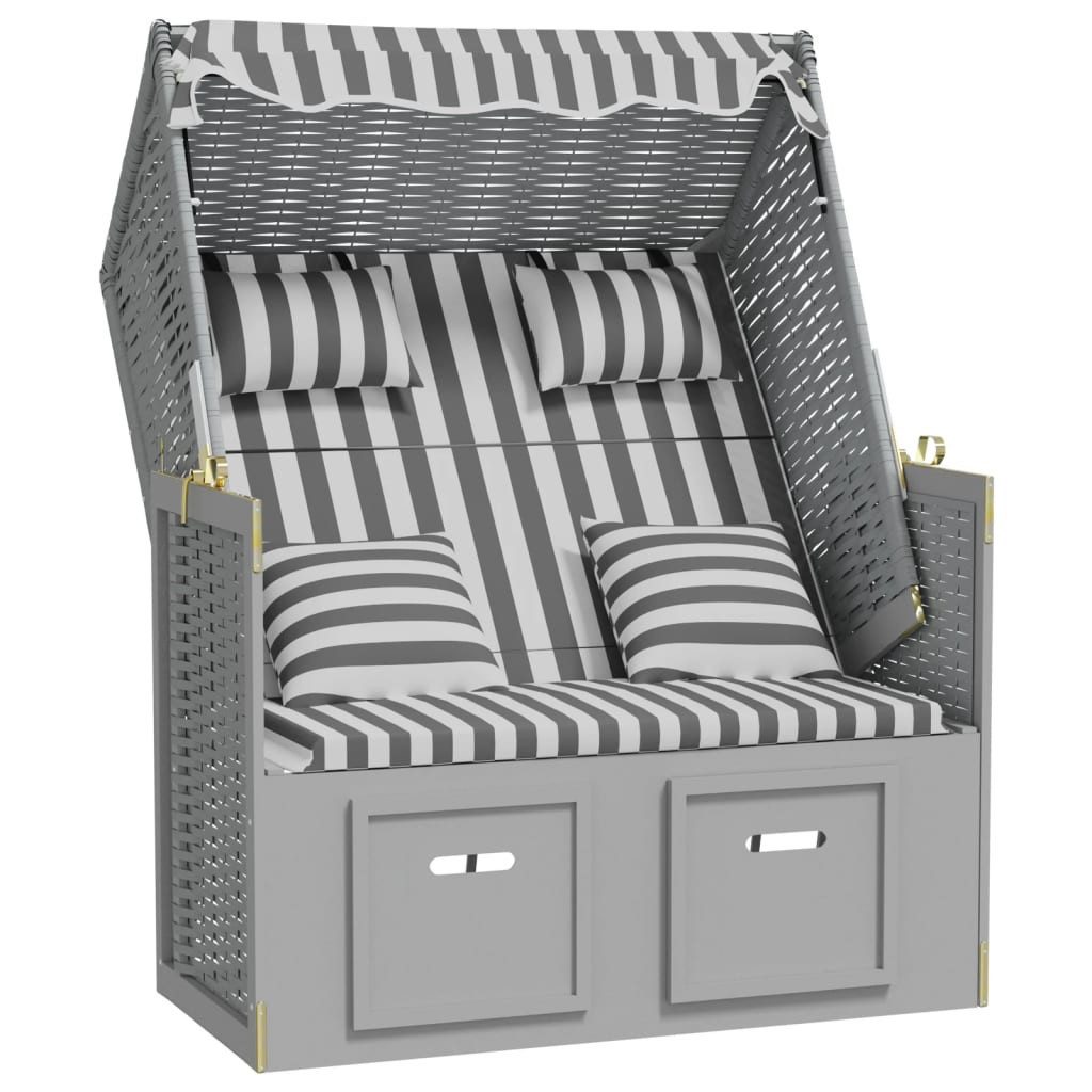 furnicato Strandkorb Grau/Weiß 115 x 55 x 133/151/156 cm mit Sonnendach, BxTxH: 55x55x156 cm, (1-tlg)