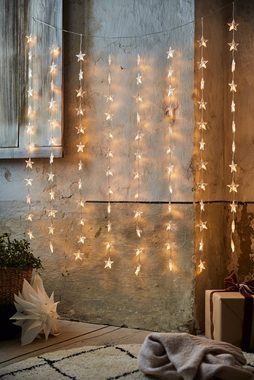KONSTSMIDE LED-Lichtervorhang Weihnachtsdeko, 120 Sterne, 120 bernsteinfarbene Dioden