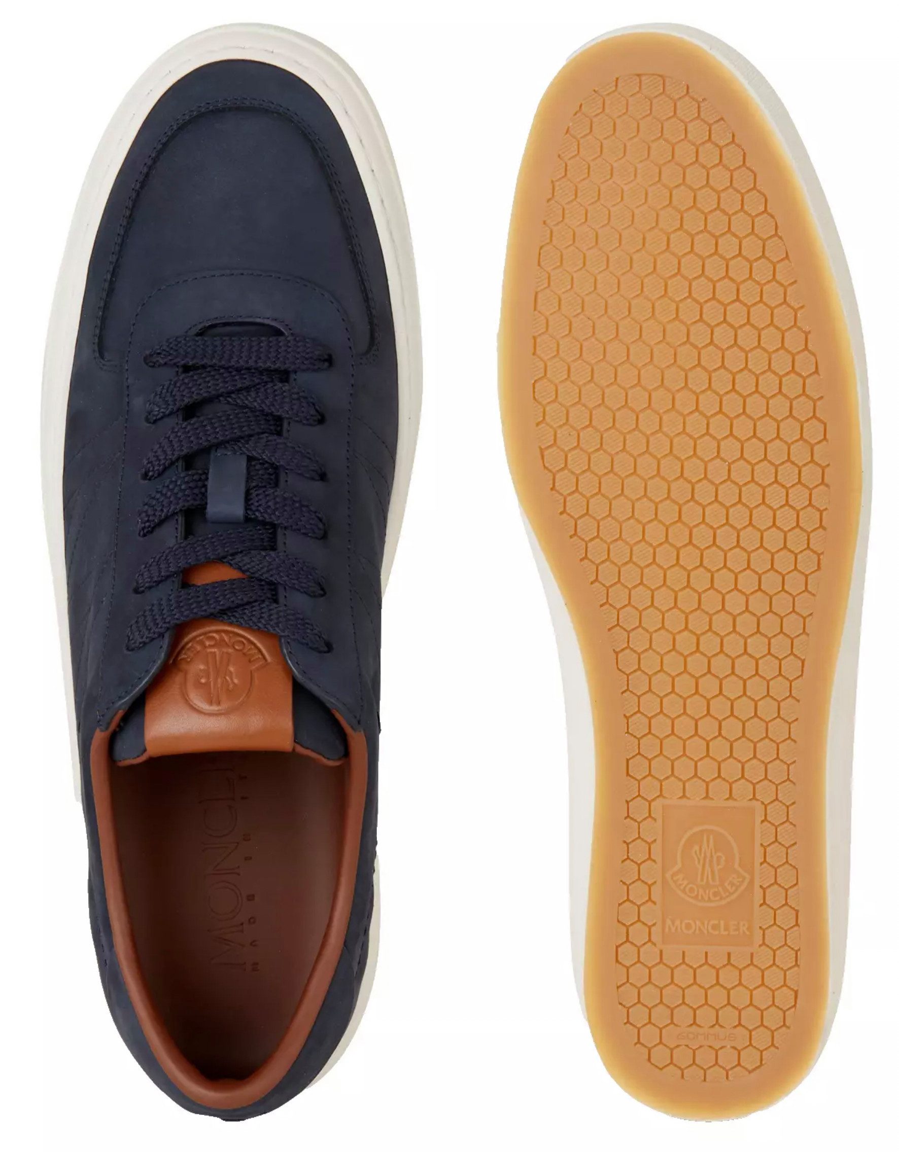 MONCLER Monclub Low Top Nubukleder Schuhe Кроссовки Gepolsterter Schaftrand, strukturierte Laufsohle, Logo-Branding