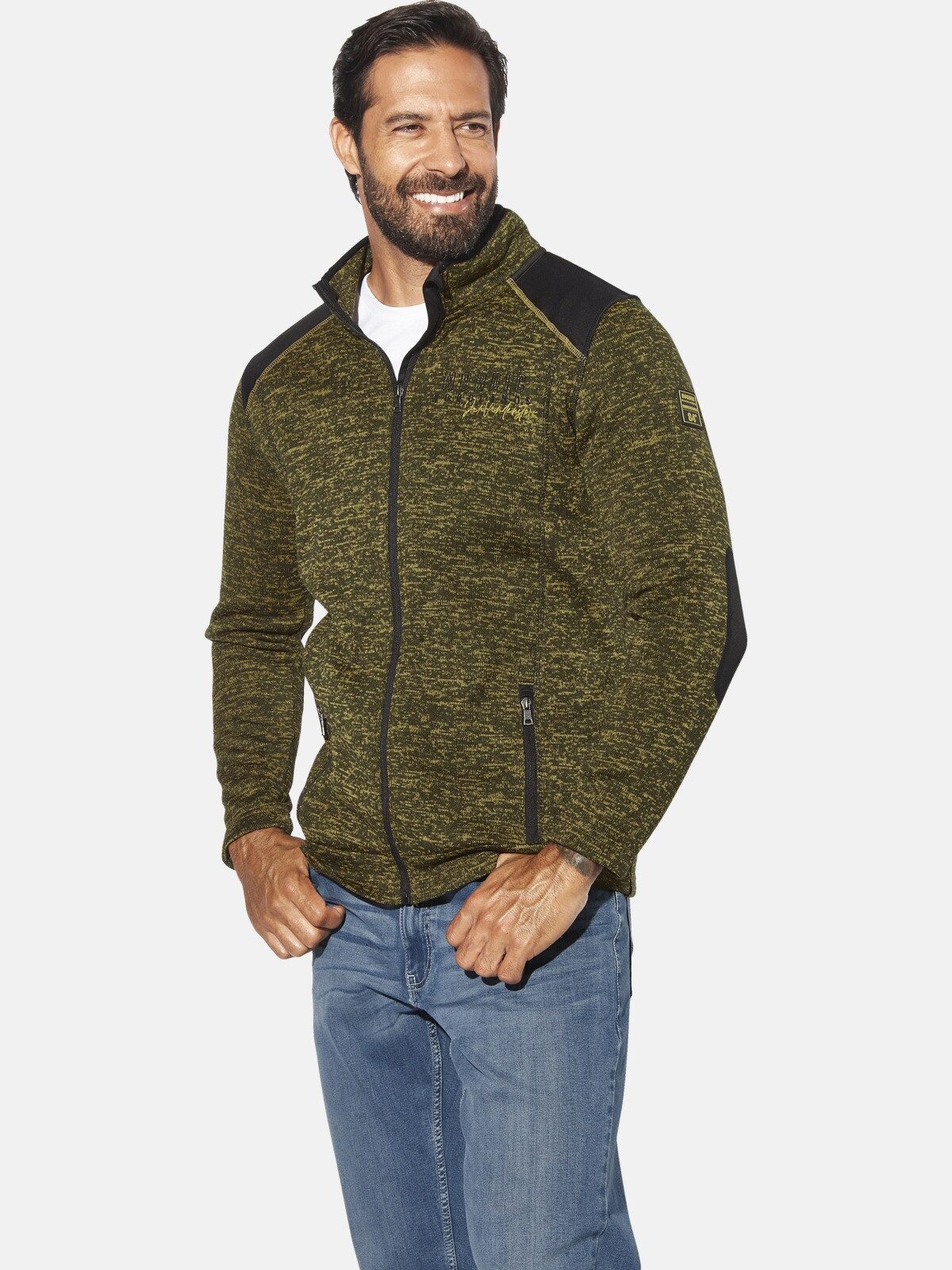 Jan Vanderstorm Fleecejacke HALVIK mit Ellenbogen-Patches günstig online kaufen
