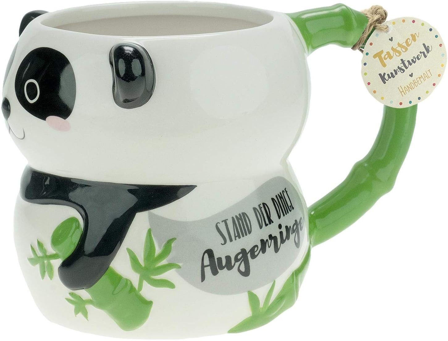 Sheepworld Tasse Tasse Figur Panda, Dolomite, 50 cl, mit Geschenkanhänger, Grün, 1-tlg., schöne Geschenkidee