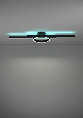 EGLO Deckenleuchte AMANDOLO, CCT - über Fernbedienung, RGB, LED fest integriert, RGB, warmweiß - kaltweiß, dimmbare Deckenlampe, Fernbedienung, Metall in Schwarz, RGB Backlight