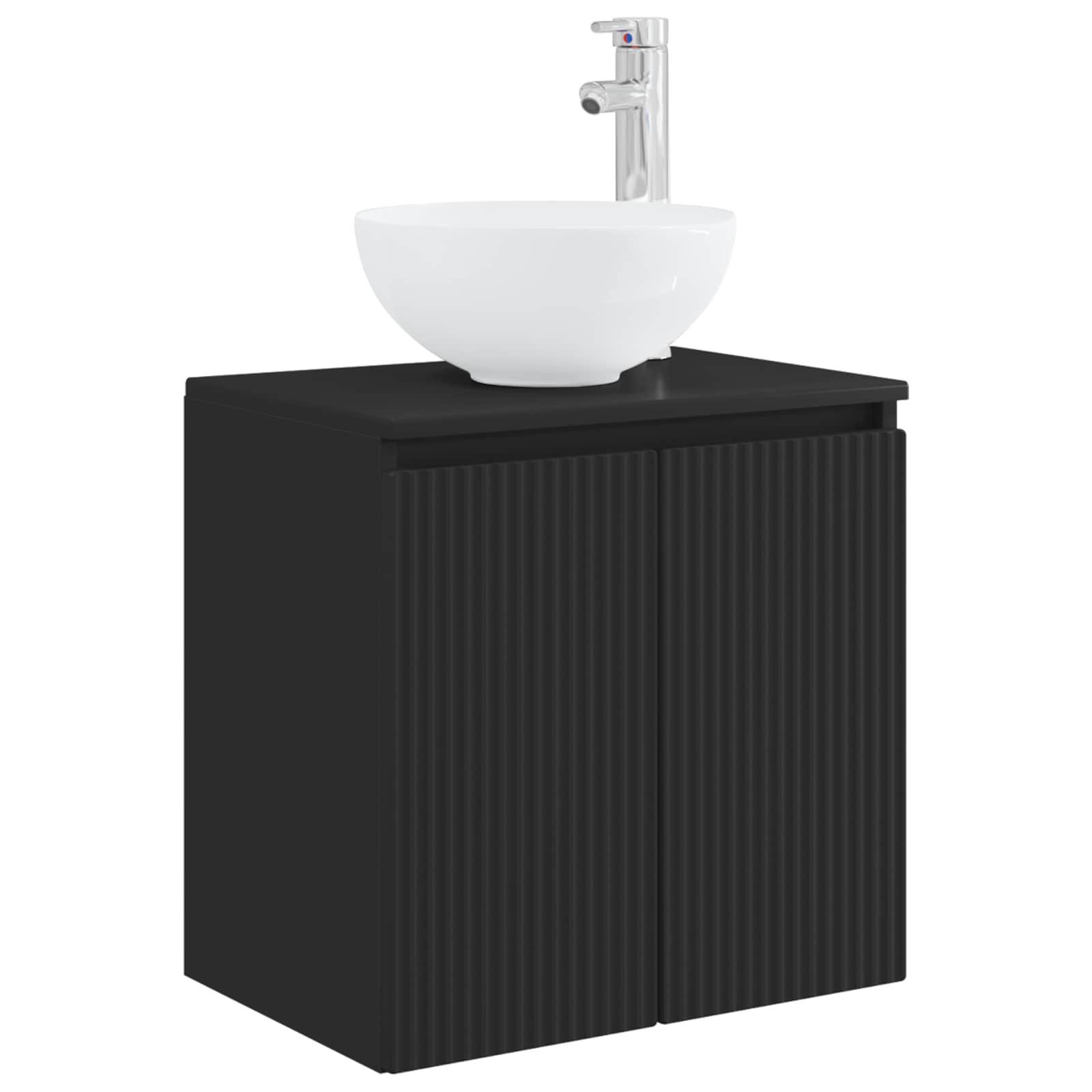 Badezimmerspiegelschrank Wandmontierte Waschtisch Schwarz 49,5 x 35 x 63 cm