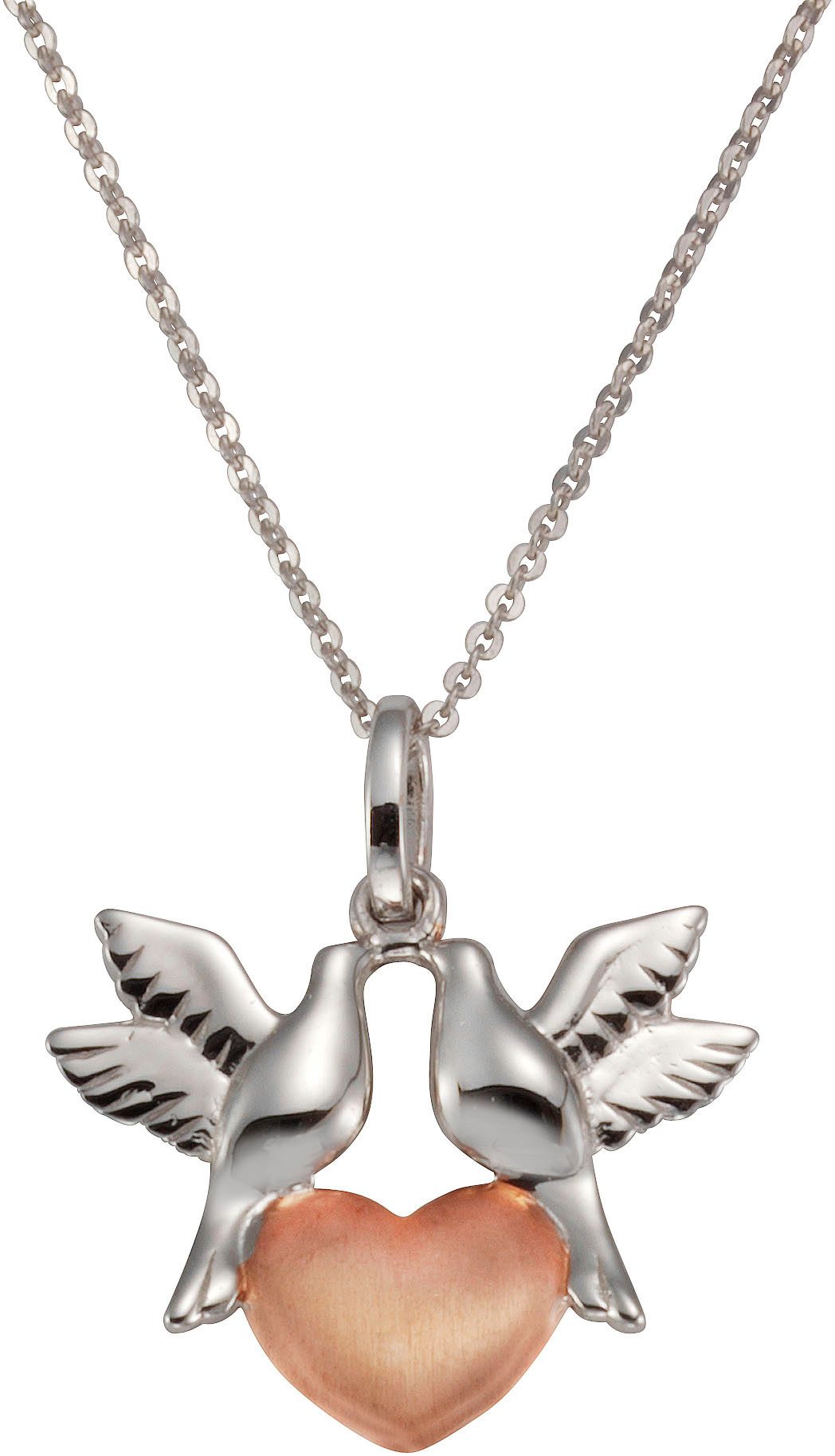 Firetti Kette mit Anhänger Schmuck Geschenk Silber 925 Halsschmuck Halskette Tauben-Herz