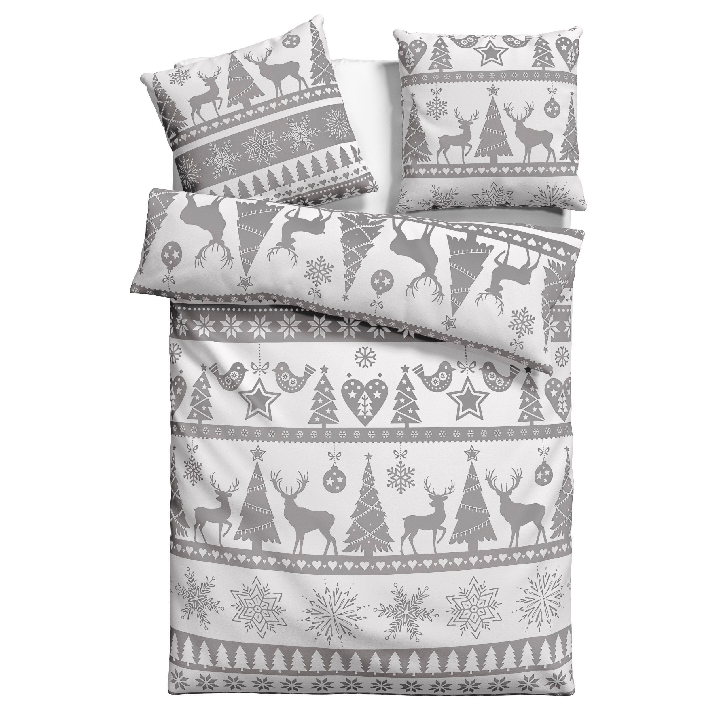OTTO home Bettwäsche Sindbad in Gr. 135x200 oder 155x220 cm, ideal für Weihnachten, Flanell, 2 teilig, Weihnachtsbettwäsche, Winter – Bild 2 von 5