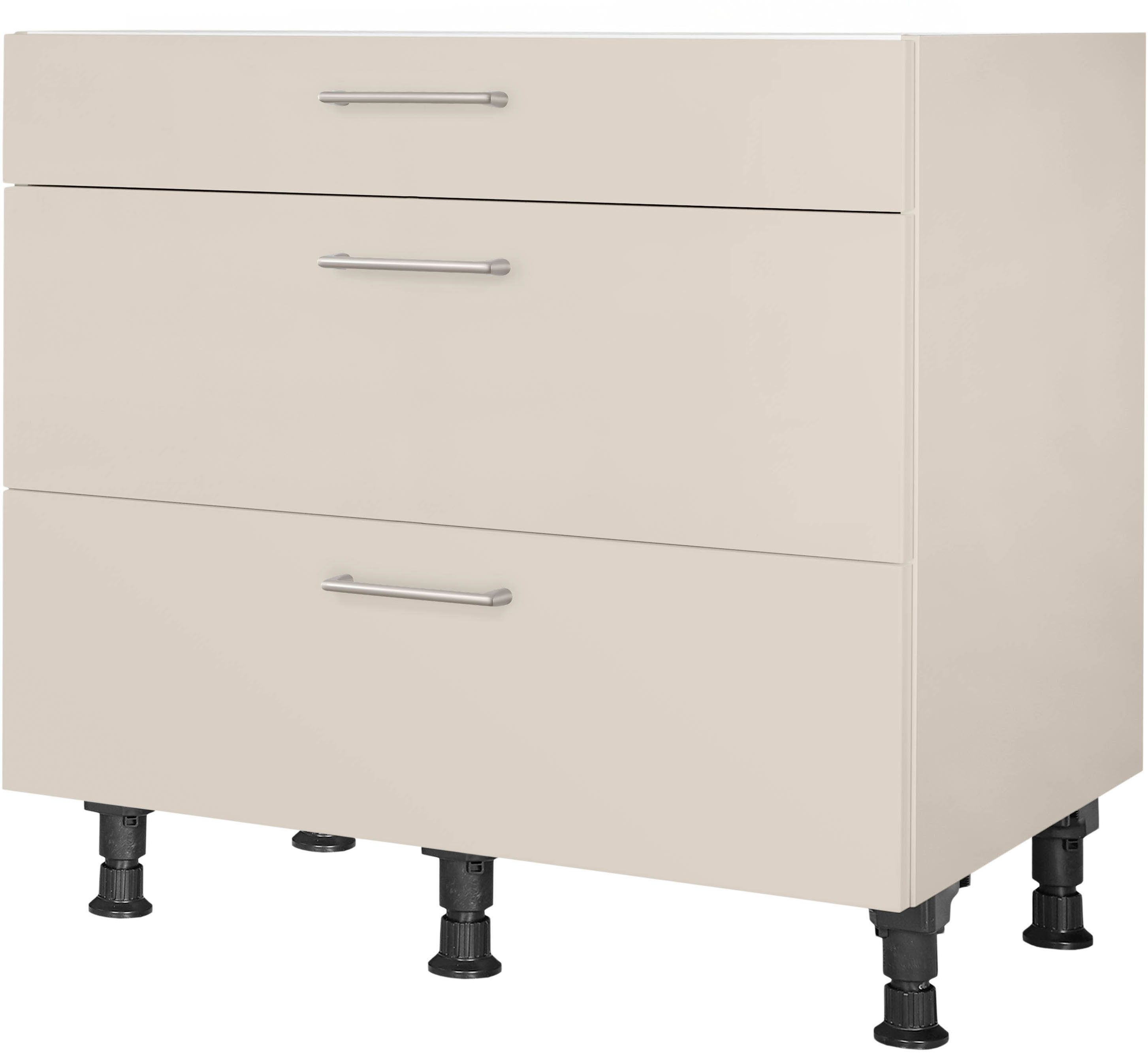 nobilia® Unterschrank "Laser", vormontiert, mit höhenverstellbaren Sockelfüßen, in den Breiten 30, 45, 60 und 90 cm, mit Schubkasten und Auszügen