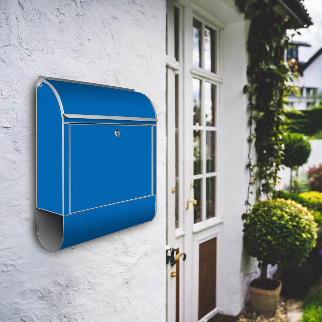 banjado Wandbriefkasten Stahl Signalblau (Wandbriefkasten witterungsbeständ günstig online kaufen