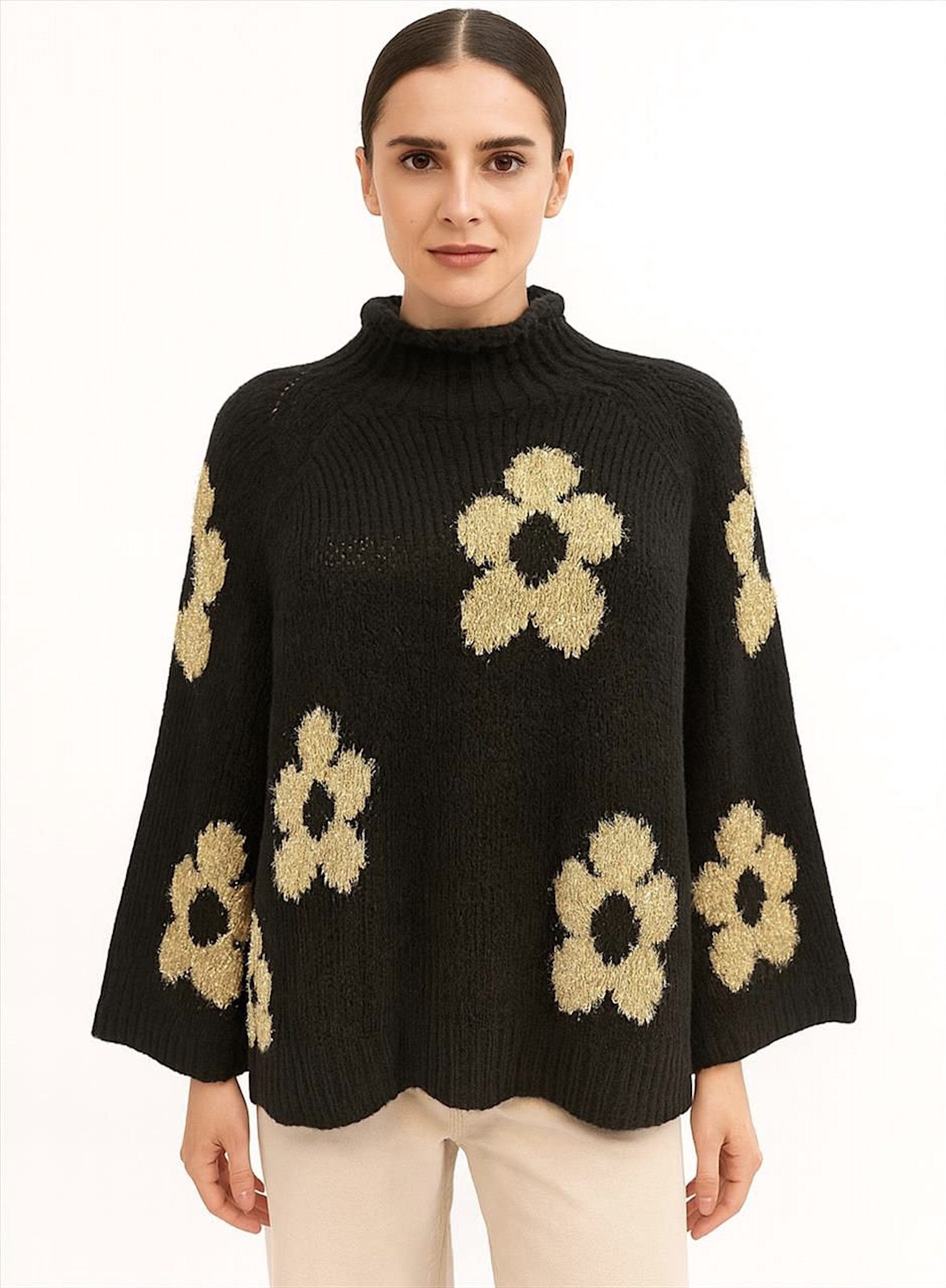 Worldclassca Strickpullover WORLDCLASSCA Damen Strickpulllover Love Herzmuster Flower Winter Neue Kollektion - Stilvolle und gemütliche Strickmode für Damen