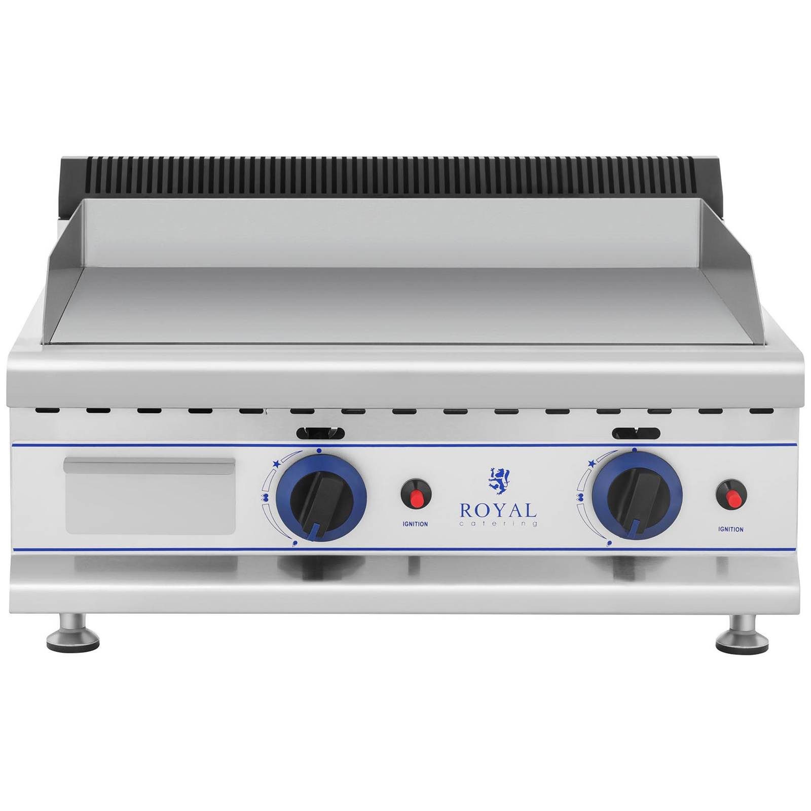 Royal Catering Gasgrill Doppel Gasbräter 65 cm Griddleplatte 2 x 3000 W Grillplatte Gas glatt