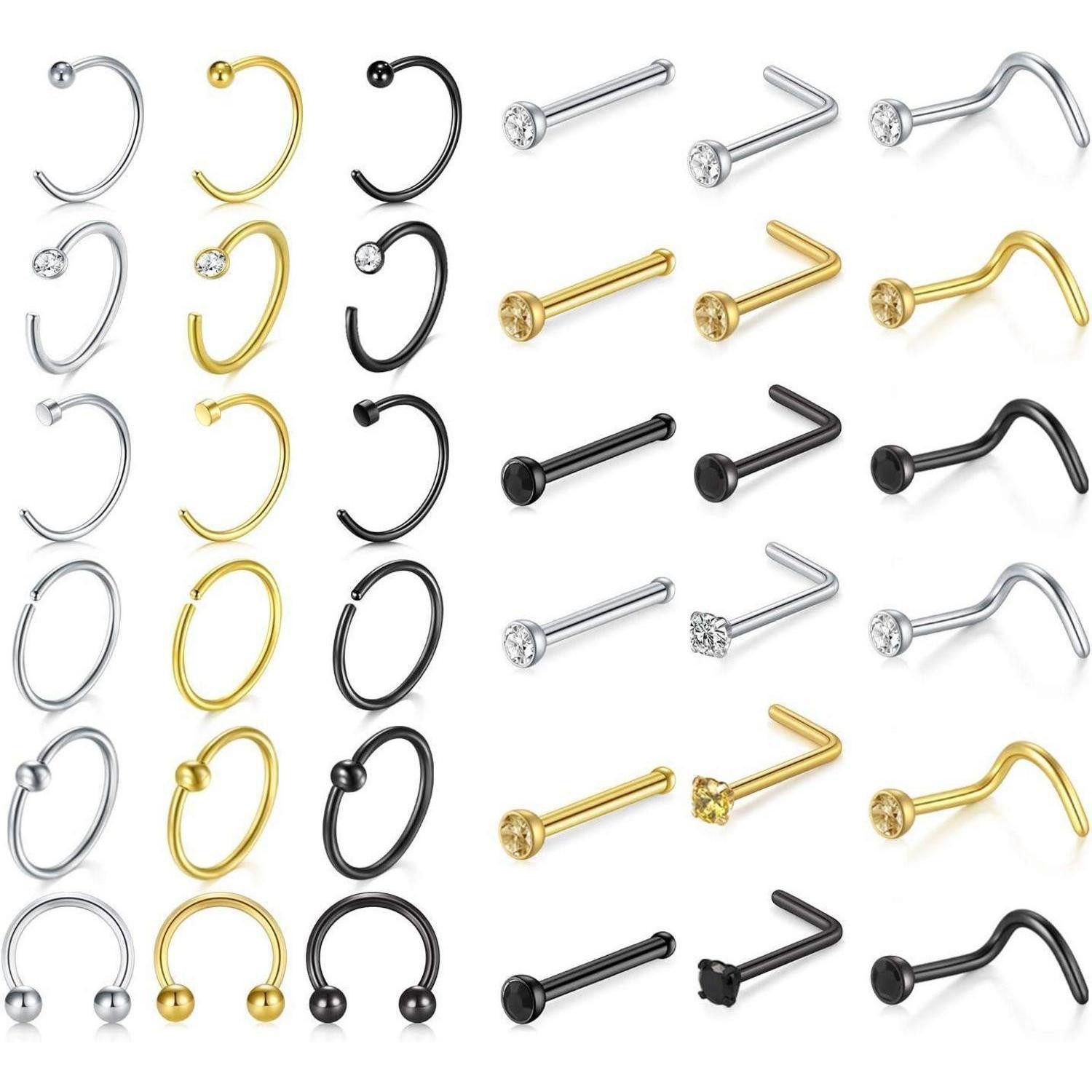 Nasenpiercing 18G Nasenring Nasenpiercing Chirurgenstahl Hoop Ring Set
