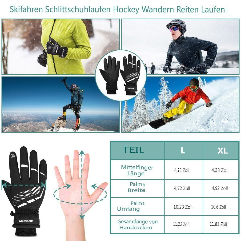 Motorrad MAEREX XL) Wasserdicht Touchscreen (Winter Fahhrad Sports Handschuhe Skihandschuhe Winddicht