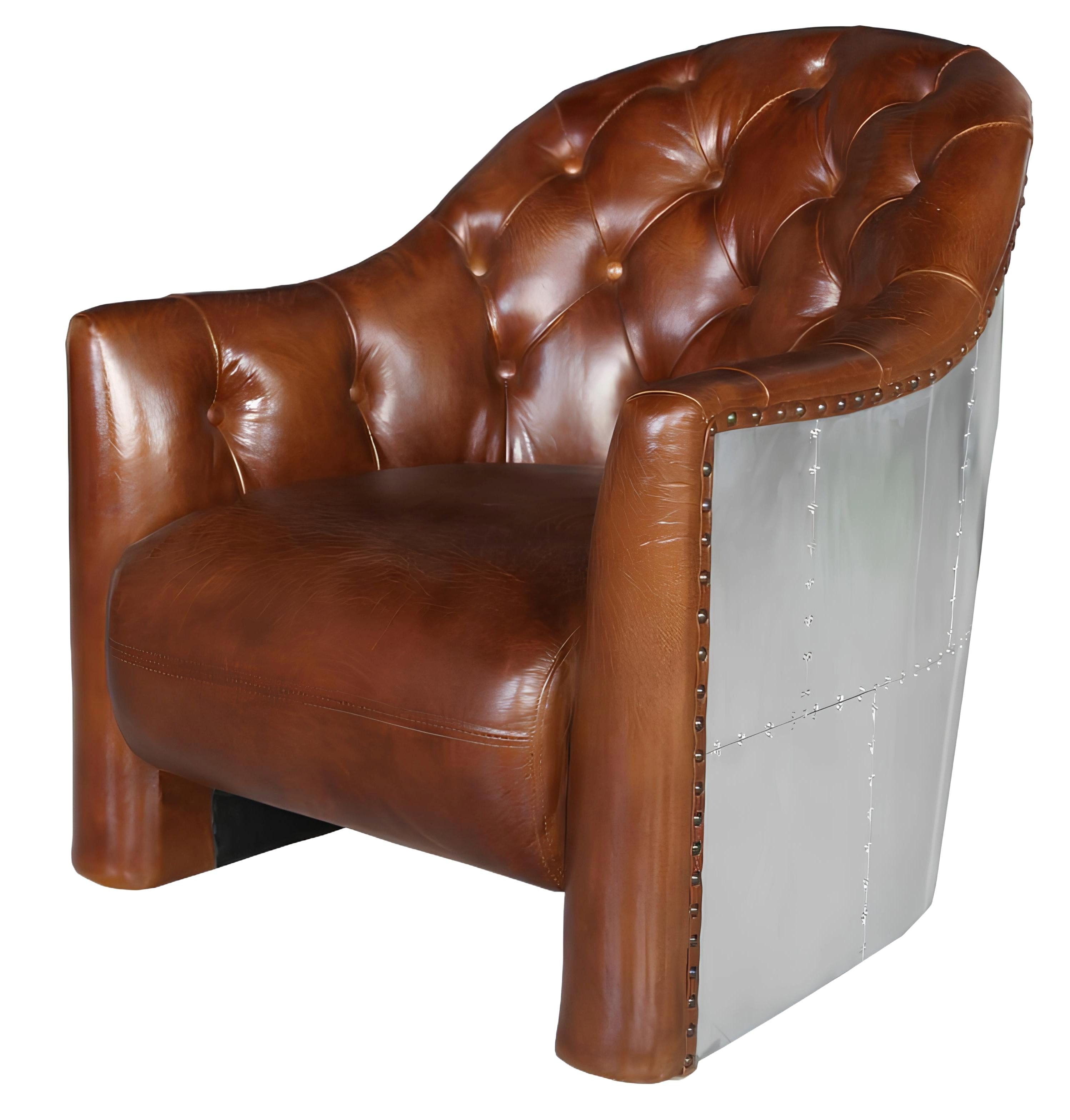 Xlmoebel Loungesessel Neuer Vintage Aviator Chesterfield Ledersessel Lounge Cocktailsessel (Sessel), Hergestellt in Europa