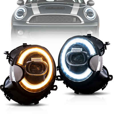 LLCTOOLS KFZ-Ersatzleuchte LED Scheinwerfer Auto BMW Mini Cooper R55 - R59 - Frontscheinwerfer, LED fest integriert, 2 St., Tageslichtweiß, Voll LED Abblendlicht mit Zulassung - Hauptleuchte