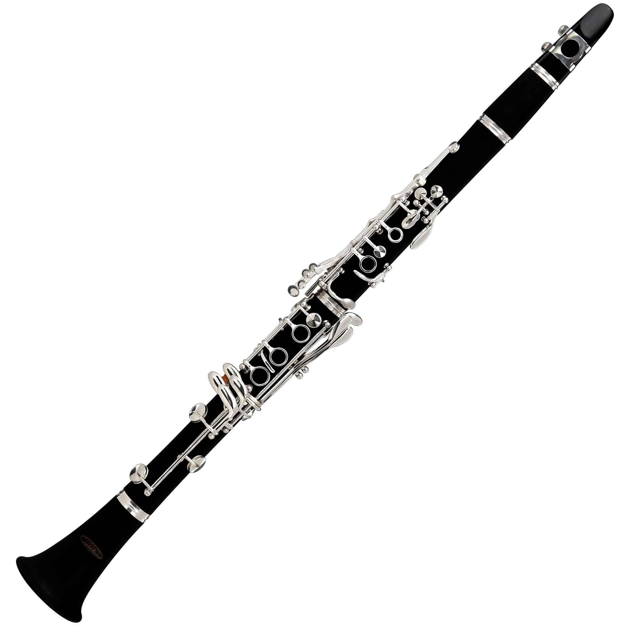 Classic Cantabile Klarinette CLK-10 - aus ABS Kunststoff Bb boehmisch, Komplett-Set inkl. Mundstück, Gurt, 2 Blätter, Reinigungsset, 17 Klappen, 5 Ringe, Mechanik versilbert, ideales Schülerinstrument
