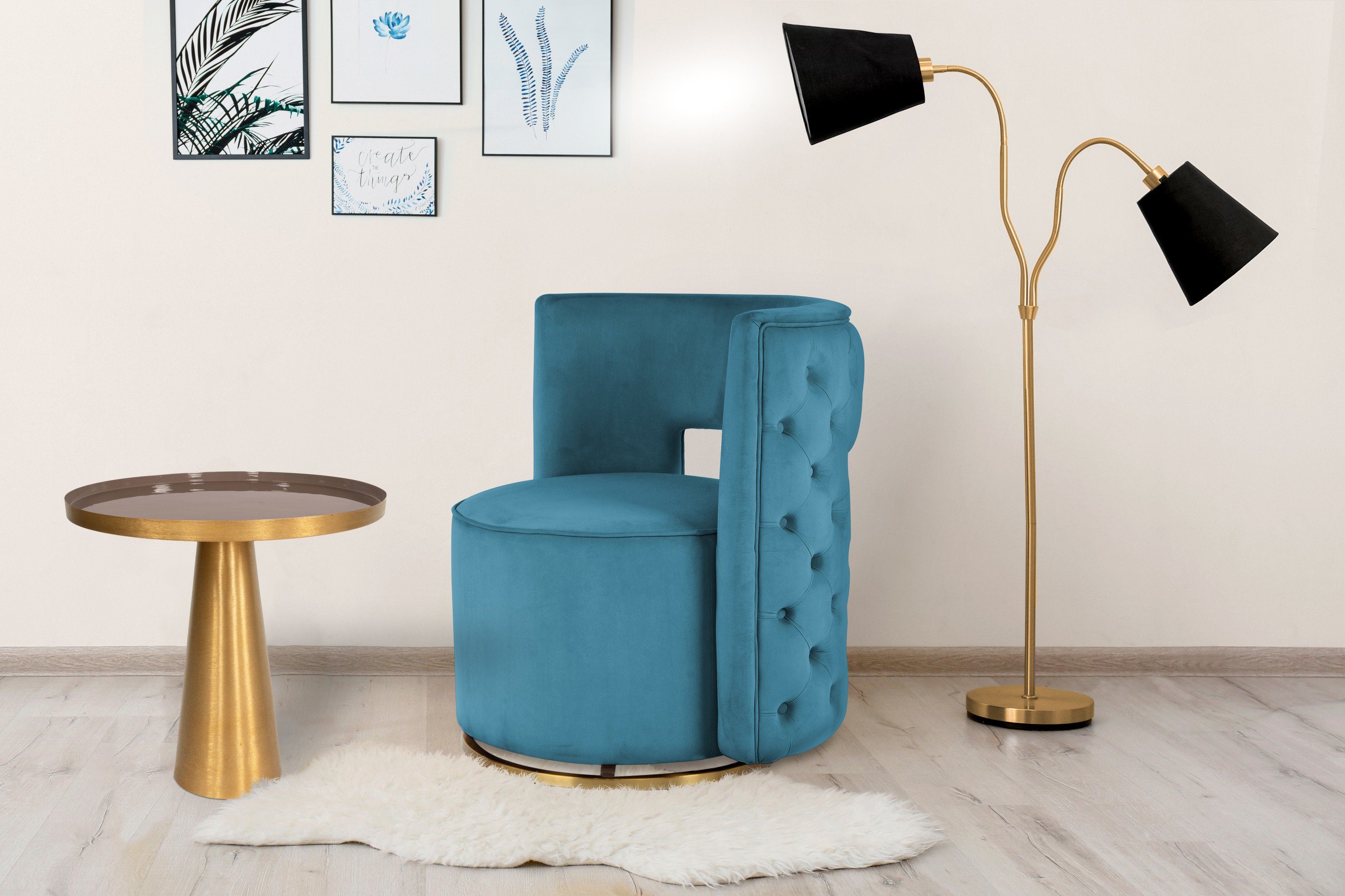 Kayoom Beistelltisch Morrison 525, Beistelltisch in runder Form, stilvolles Retro-Design (1-St), Tischplatte in Tablettform, moderne Farben, Tablettrandhöhe: 3 cm