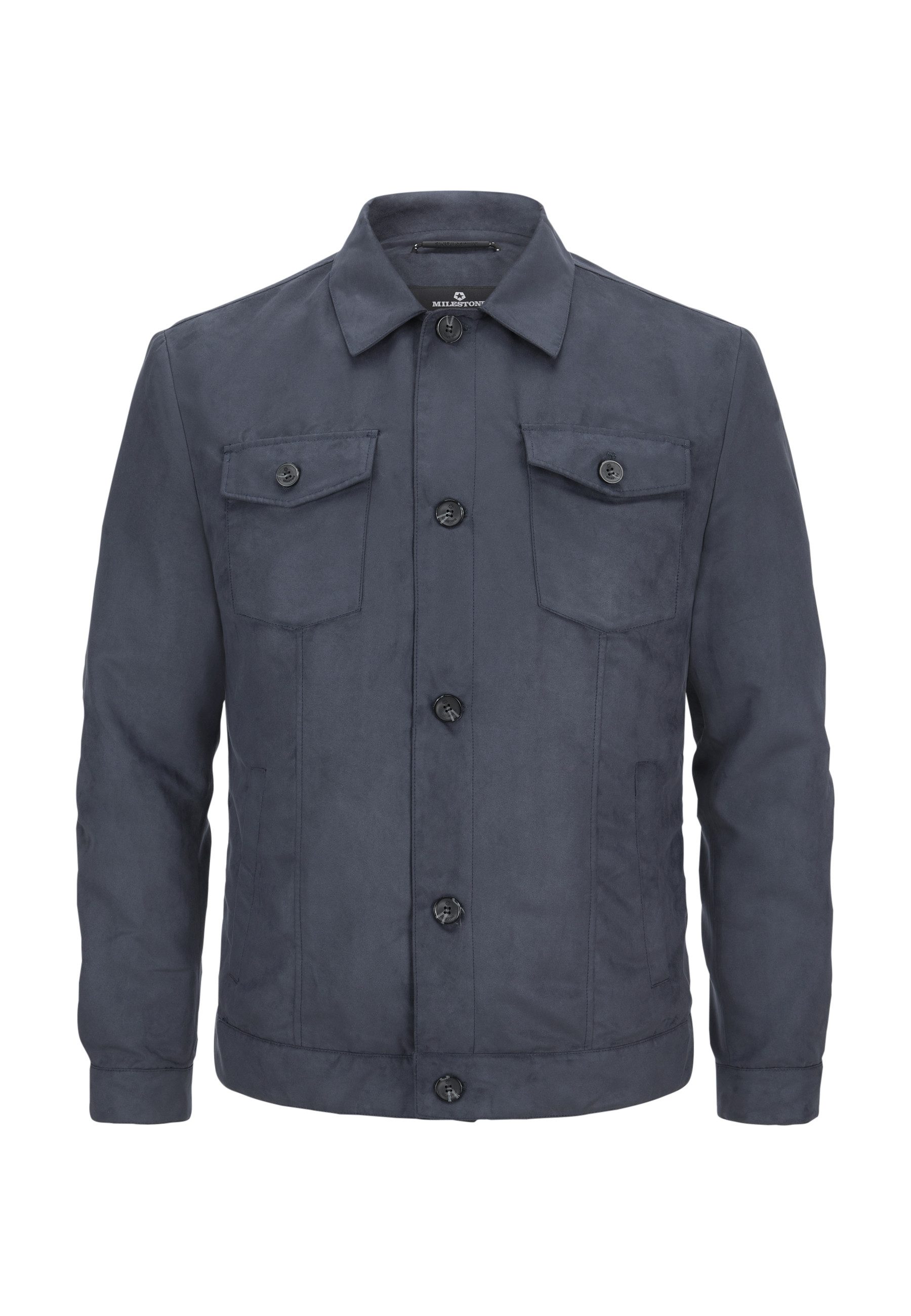 Milestone Hemdjacke MSDixon Herren Overshirt Übergangsjacke klassisch mit Logo Badge