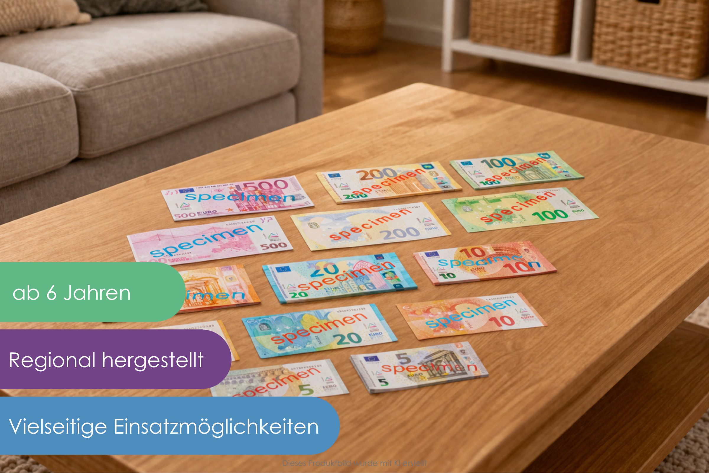 Wissner® aktiv lernen Lernspielzeug Spielgeld Scheine kleiner Satz (40 Scheine), RE-Plastic®