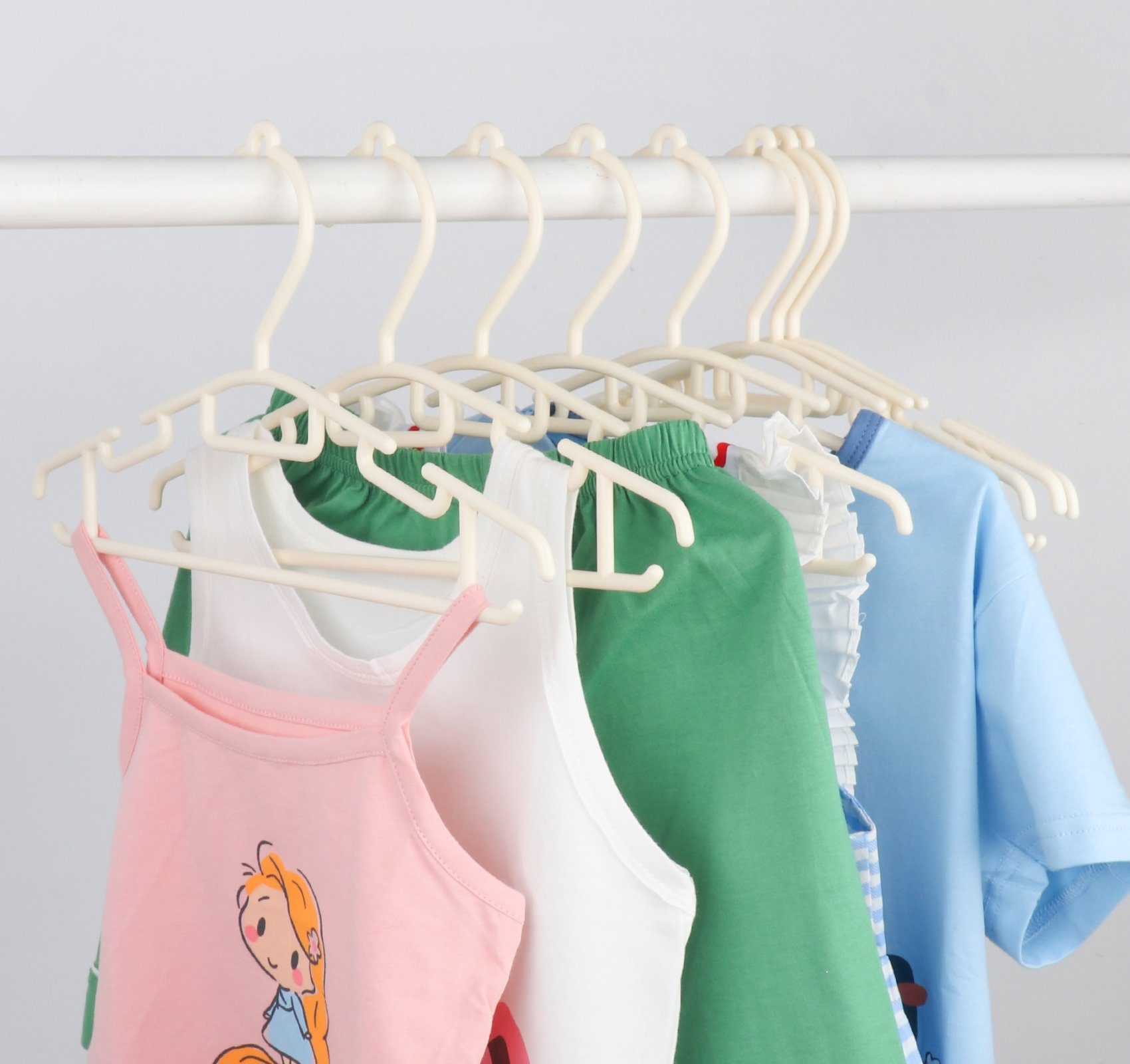 Homewit Kleidung Kleiderbügel Lanyards, Stück mit Kleiderschrank Beige Babykleiderbügel Kinderkleiderbügel 5 Aufbewahrung 60 60-tlg), (Set, Kinder für Schrank